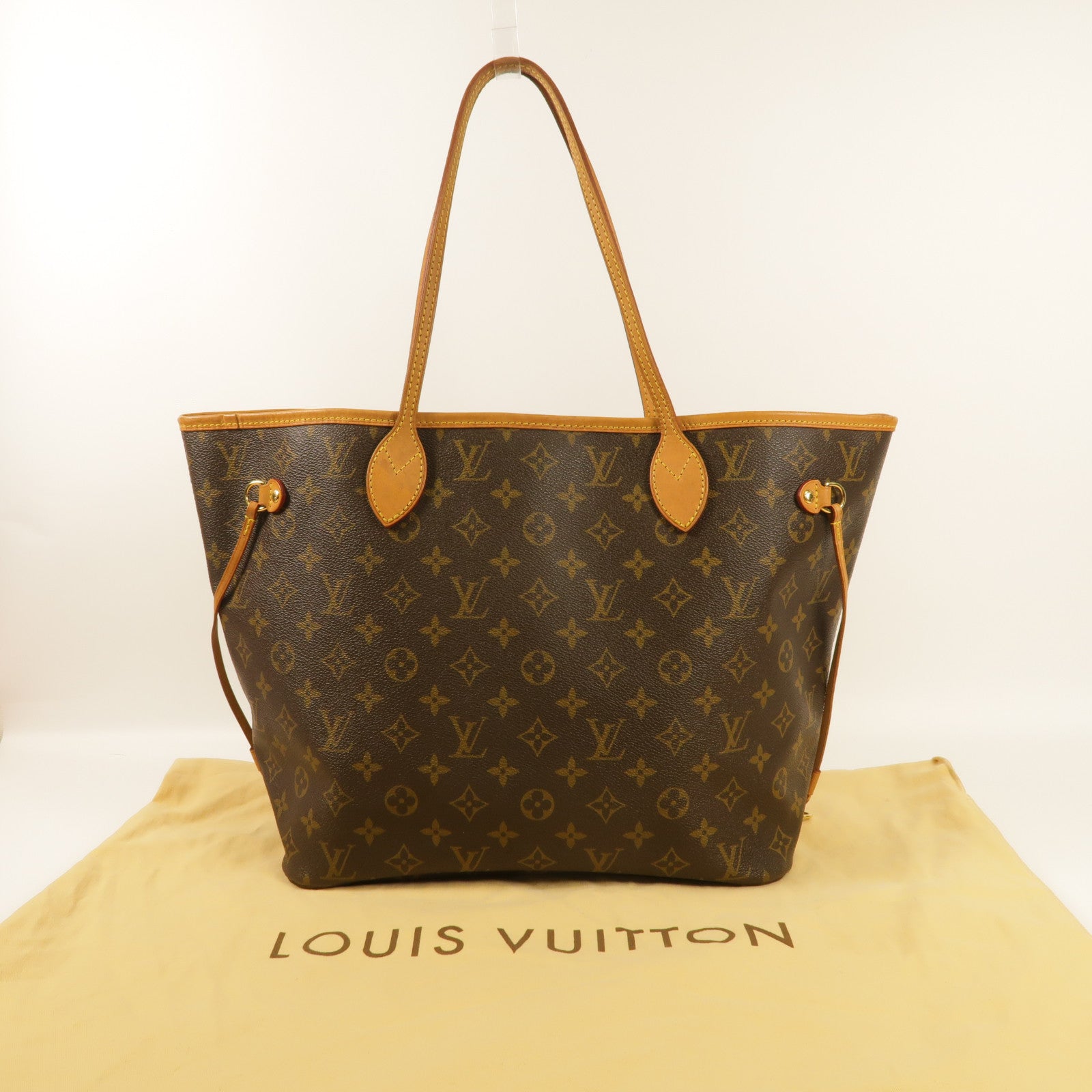 LOUIS VUITTON Monogram Neverfull MM金扣手挽袋