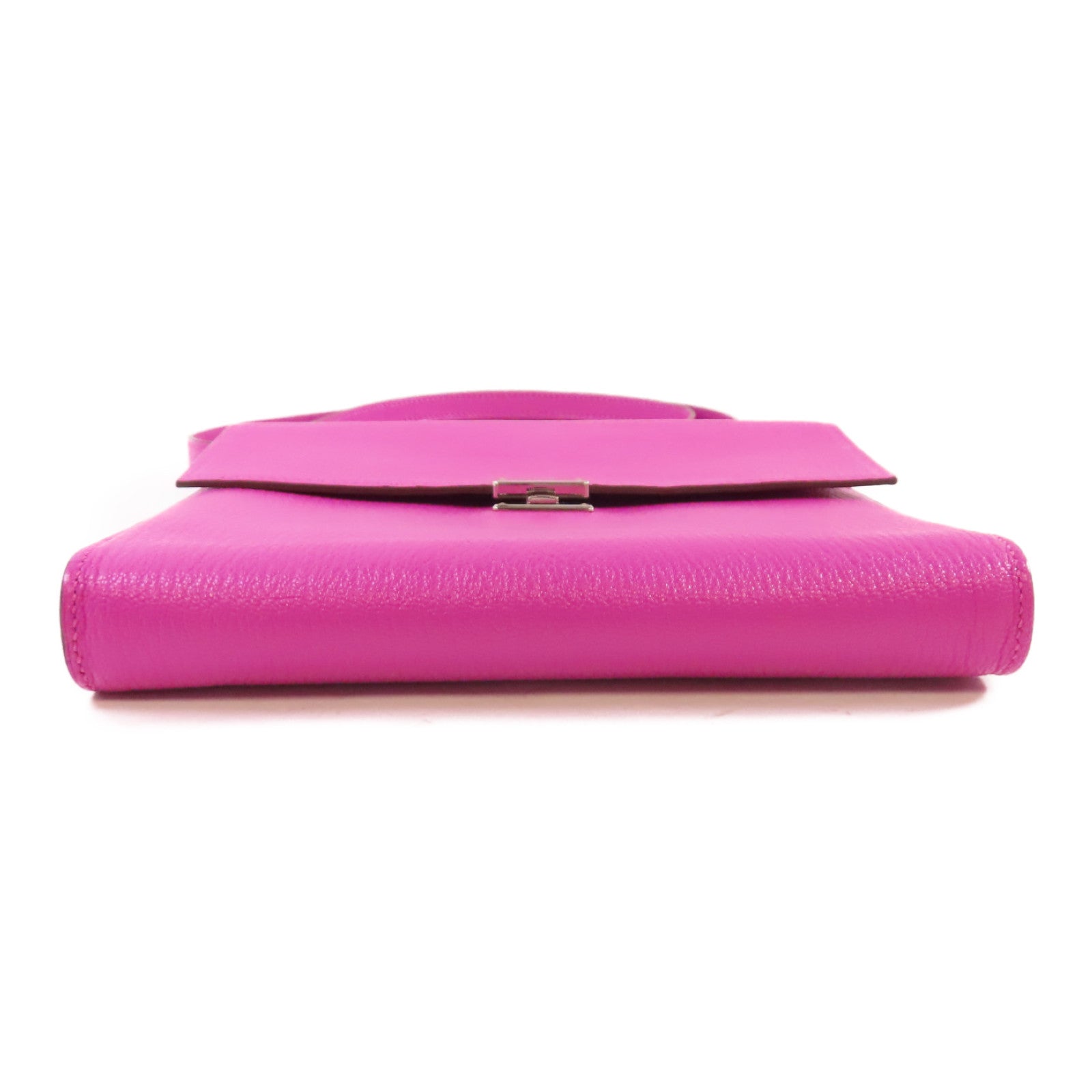 HERMES Chevre皮革Clic 16 Shoulder Bag銀扣肩背袋9I Magnolia/玉蘭紫色