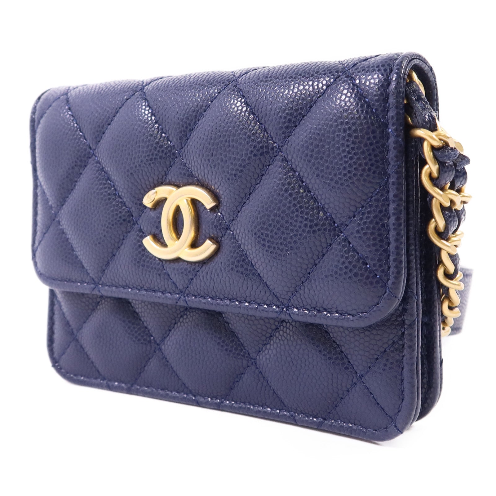 CHANEL 牛皮皮革Chain Shoulder Bag金扣鏈帶肩背袋