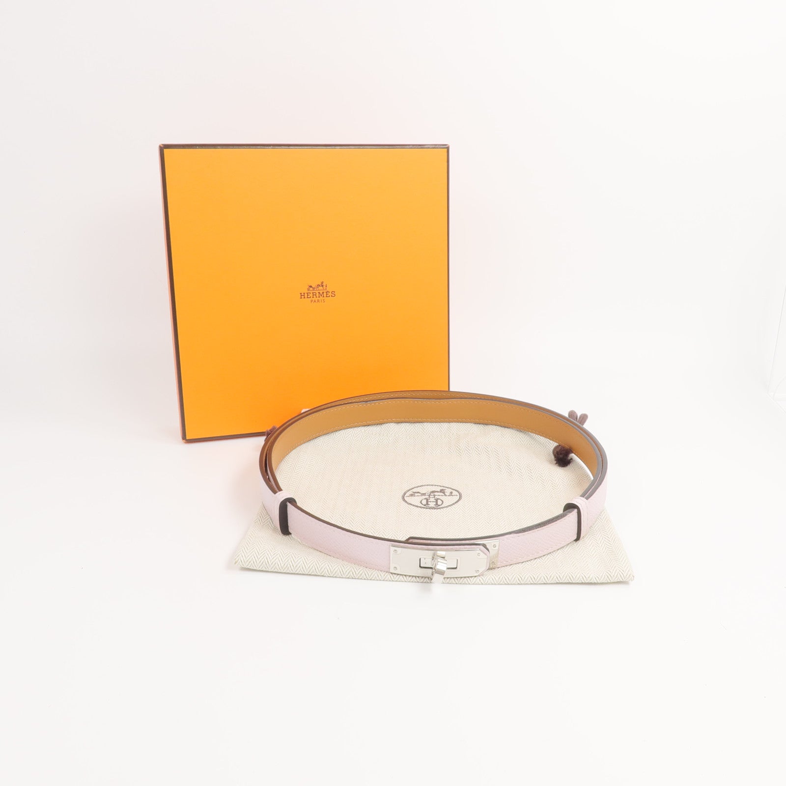 HERMES Epsom皮革Kelly Belt皮帶Mauve Pale
