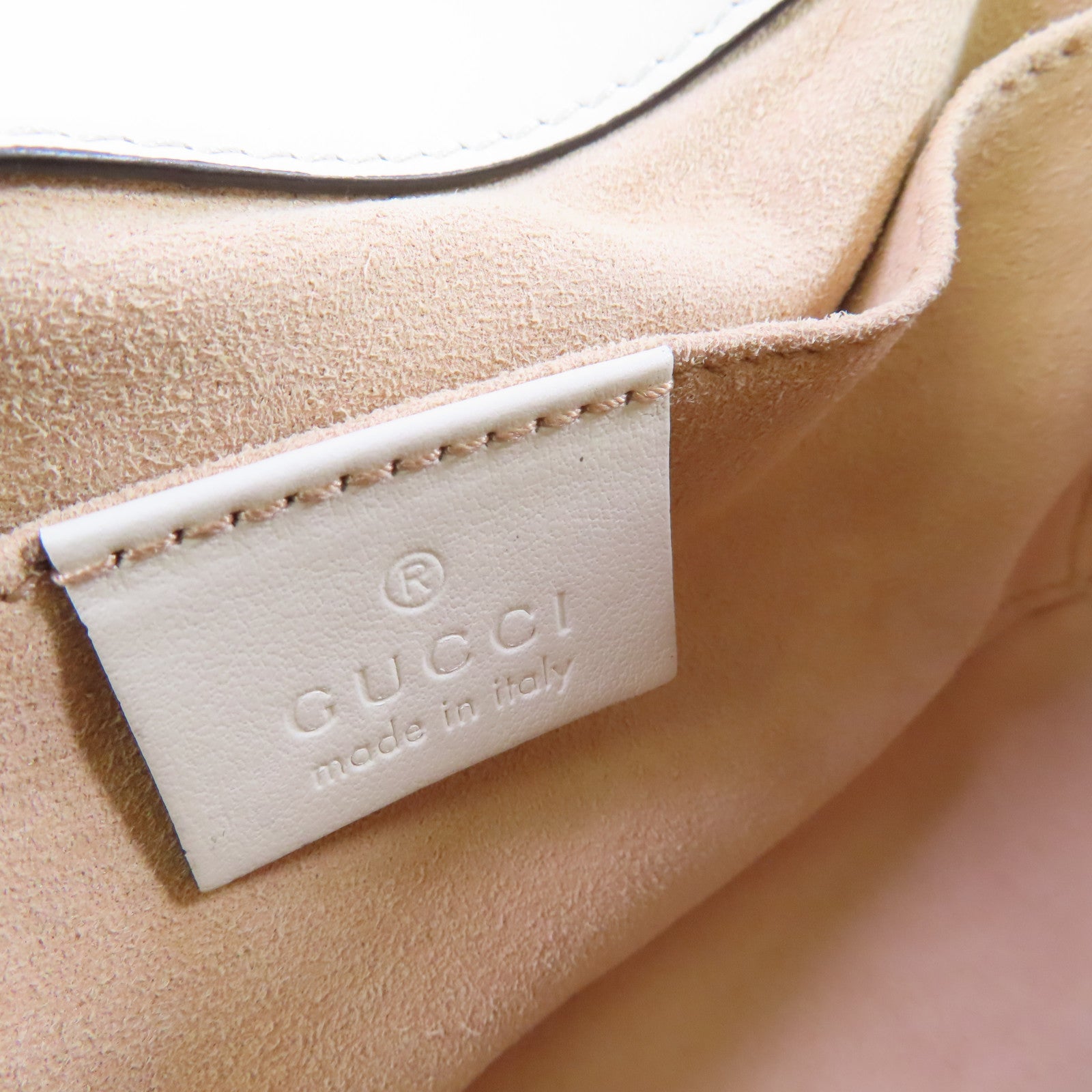 GUCCI 牛皮皮革GG Marmont Mini Chain Shoulder Bag金扣手挽肩背兩用袋米白色