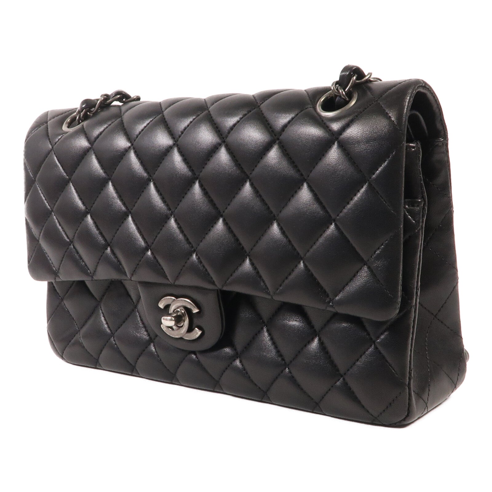 CHANEL 羊皮皮革Classic 25銀扣鏈帶肩背袋