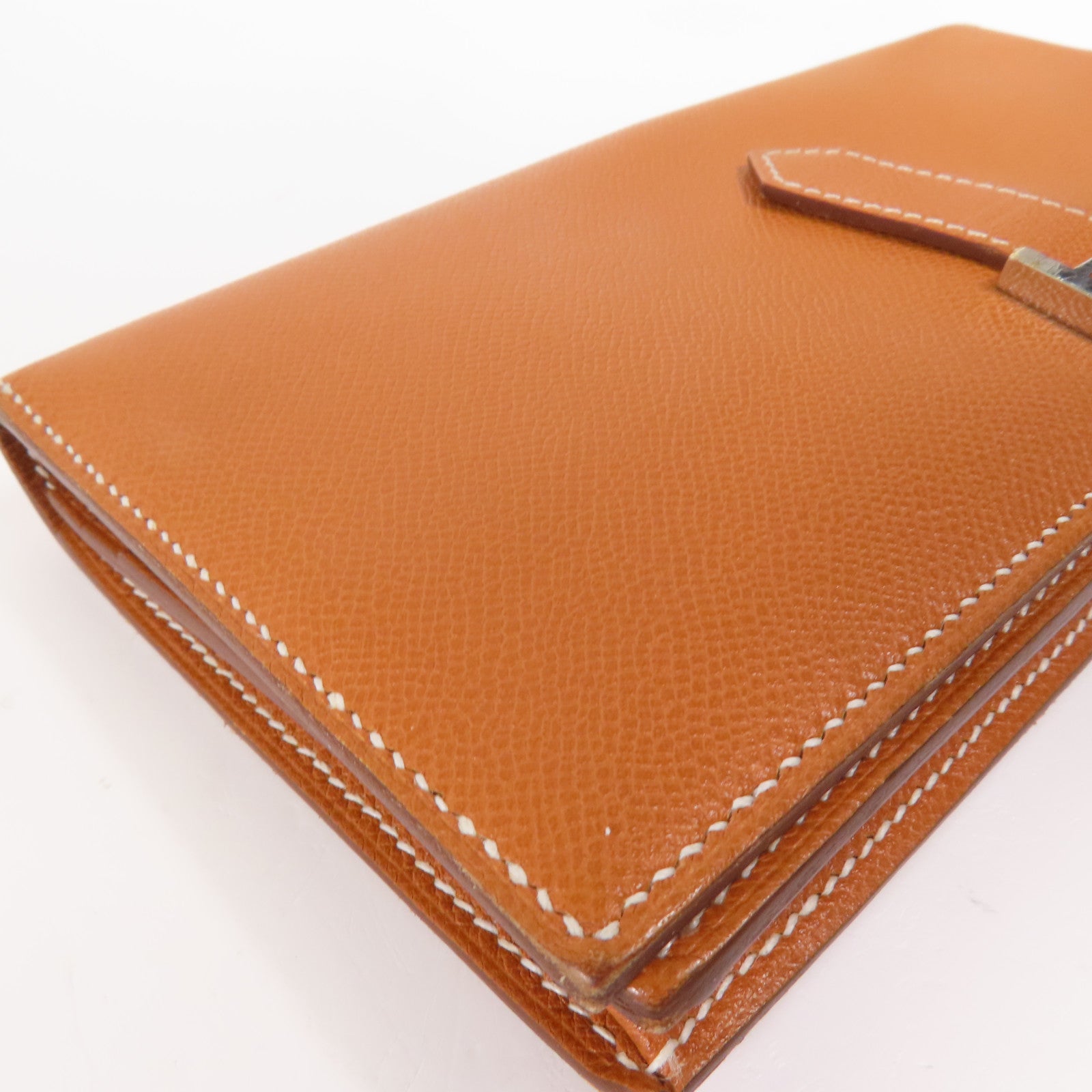 HERMES Madame皮革Bearn Long Wallet銀扣長錢包Gold