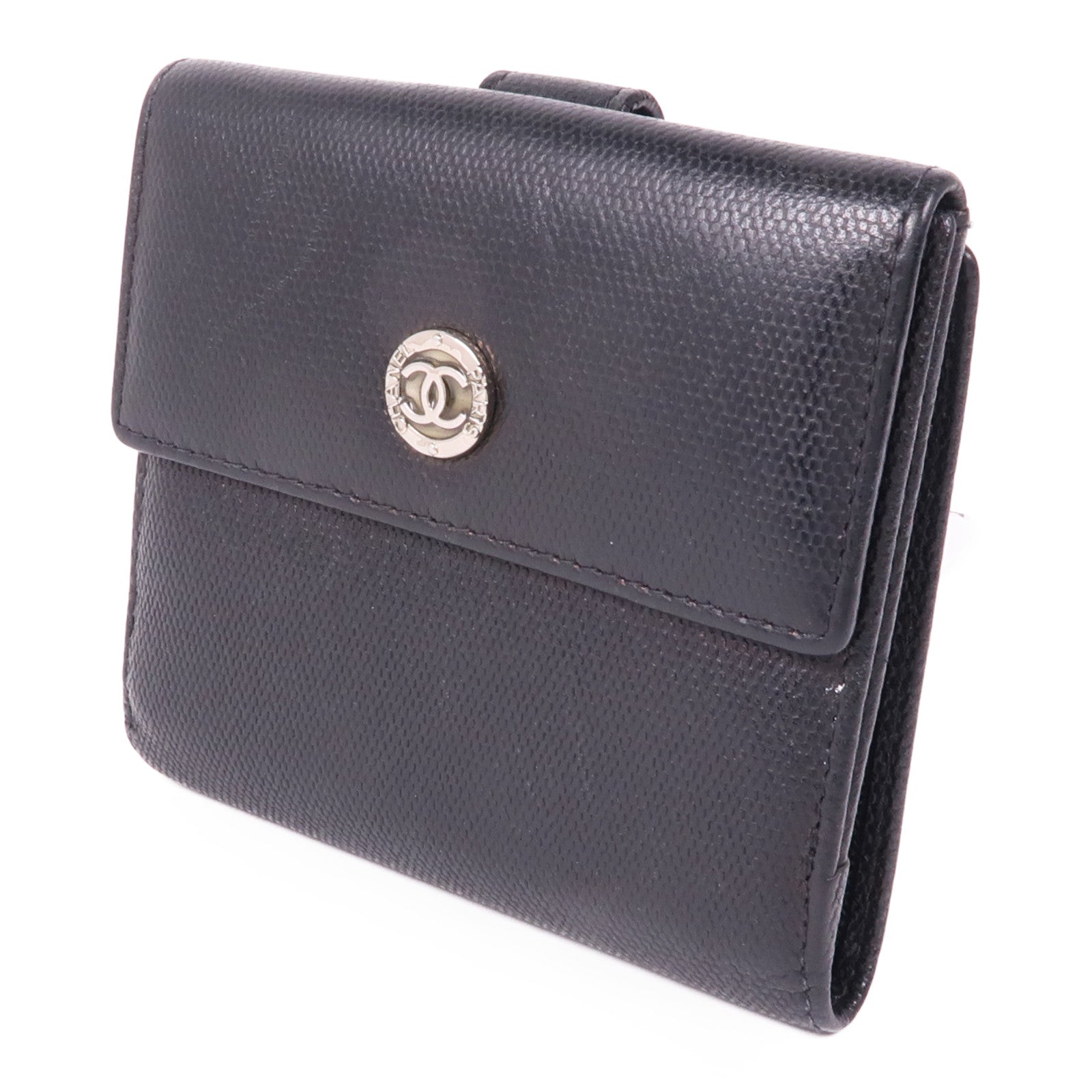 CHANEL 牛皮皮革Wallet銀扣錢包