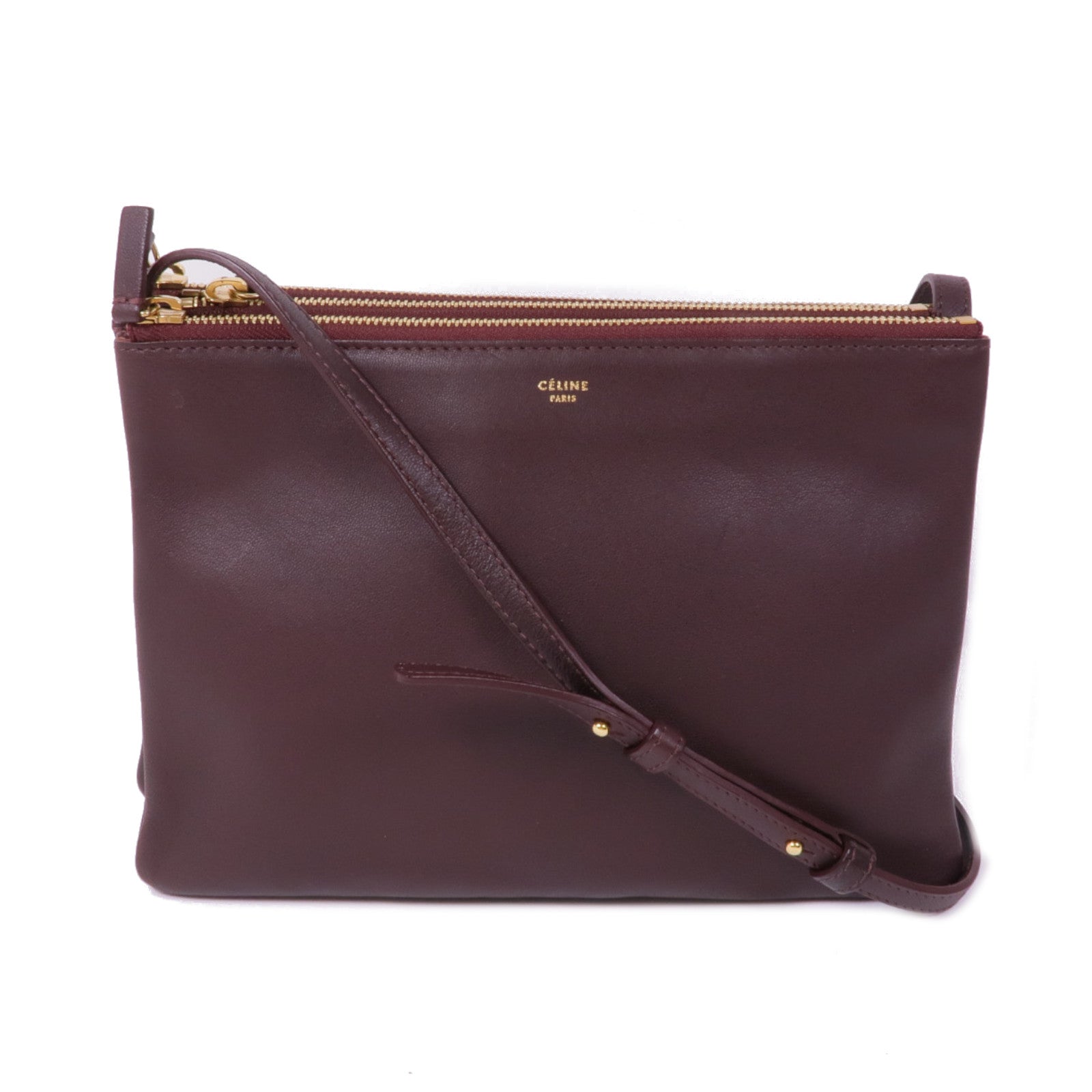 CELINE 皮革Trio金扣肩背袋