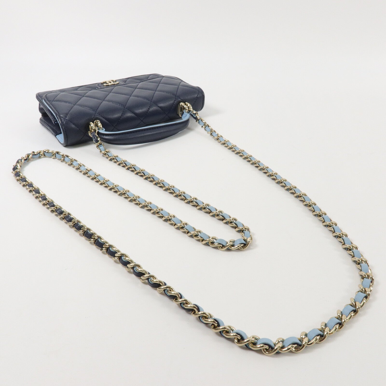 CHANEL 羊皮皮革Mini Flap Bag鏈帶手挽肩背兩用袋