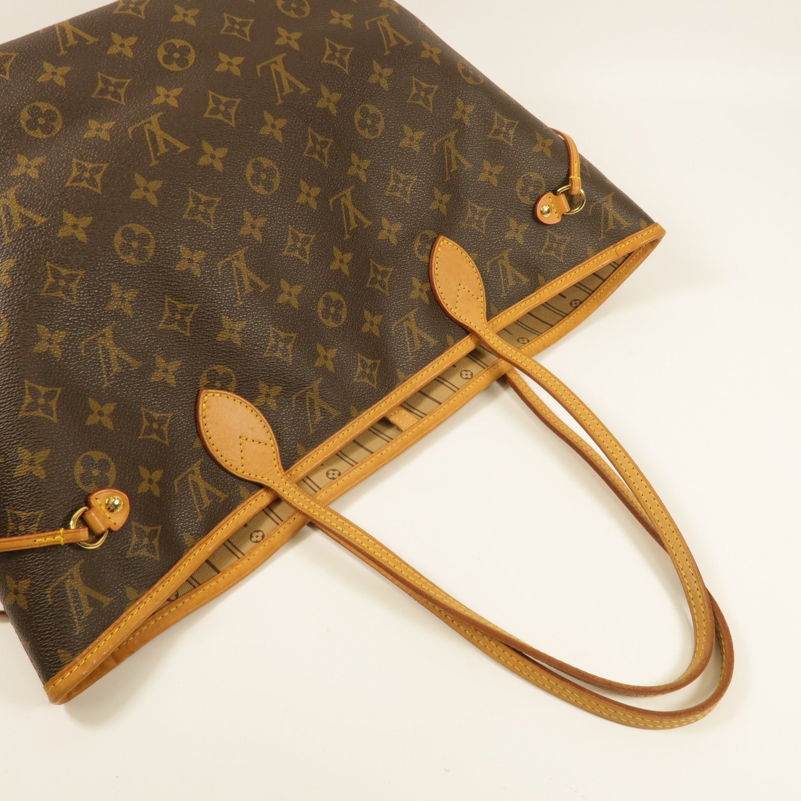 LOUIS VUITTON Monogram Neverfull MM金扣手挽袋