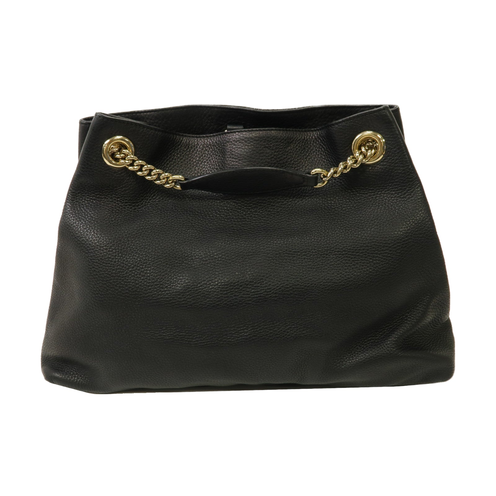 GUCCI 牛皮皮革Soho Shoulder Bag金扣鏈帶肩背袋黑色