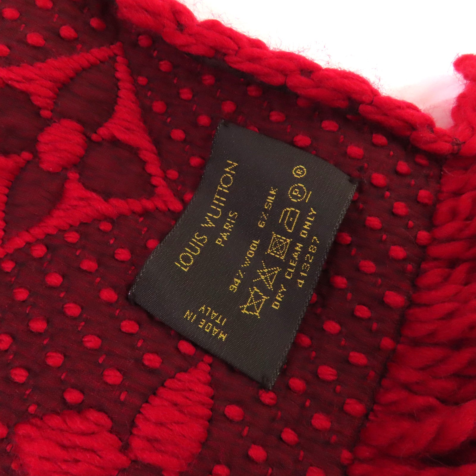 LOUIS VUITTON 羊毛/絲質Logomania Scarf圍巾紅色