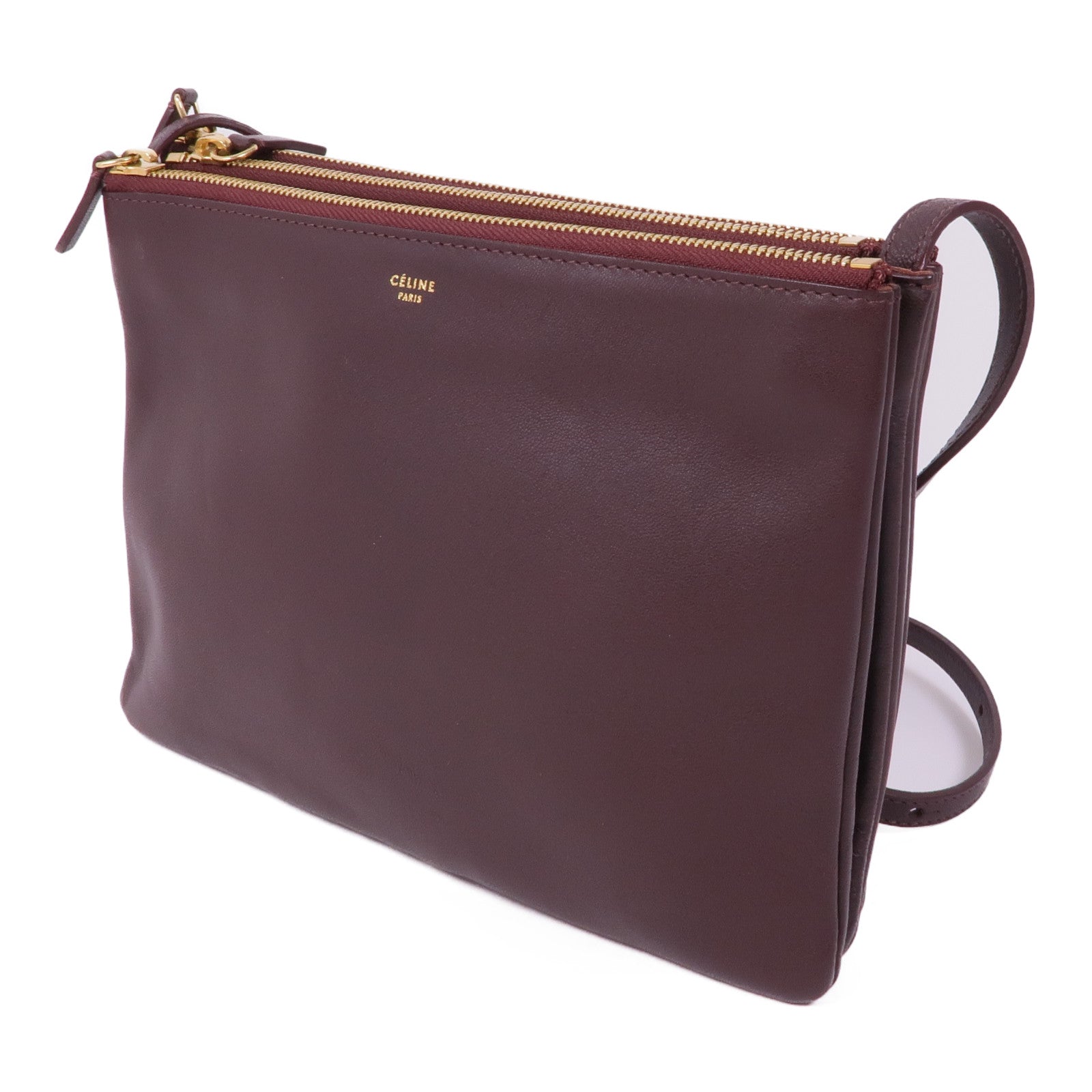 CELINE 皮革Trio金扣肩背袋