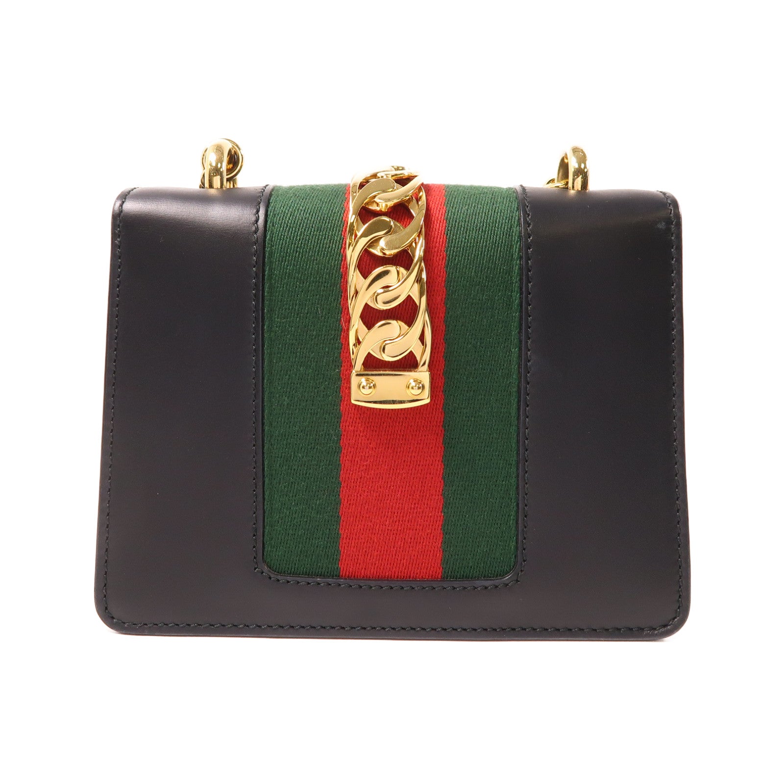 GUCCI (PRICE DOWN) GG GHW Sylvie Chain Shoulder Bag 431666 Calfskin Leather Black