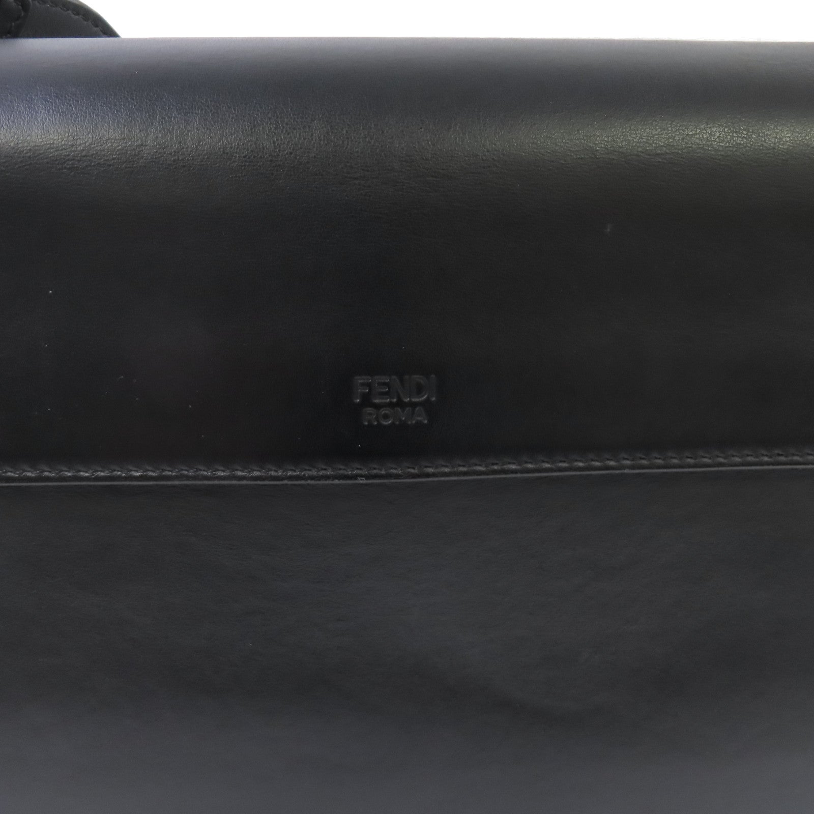 FENDI 牛皮皮革2Way Shoulder Bag銀扣手挽肩背兩用袋黑色