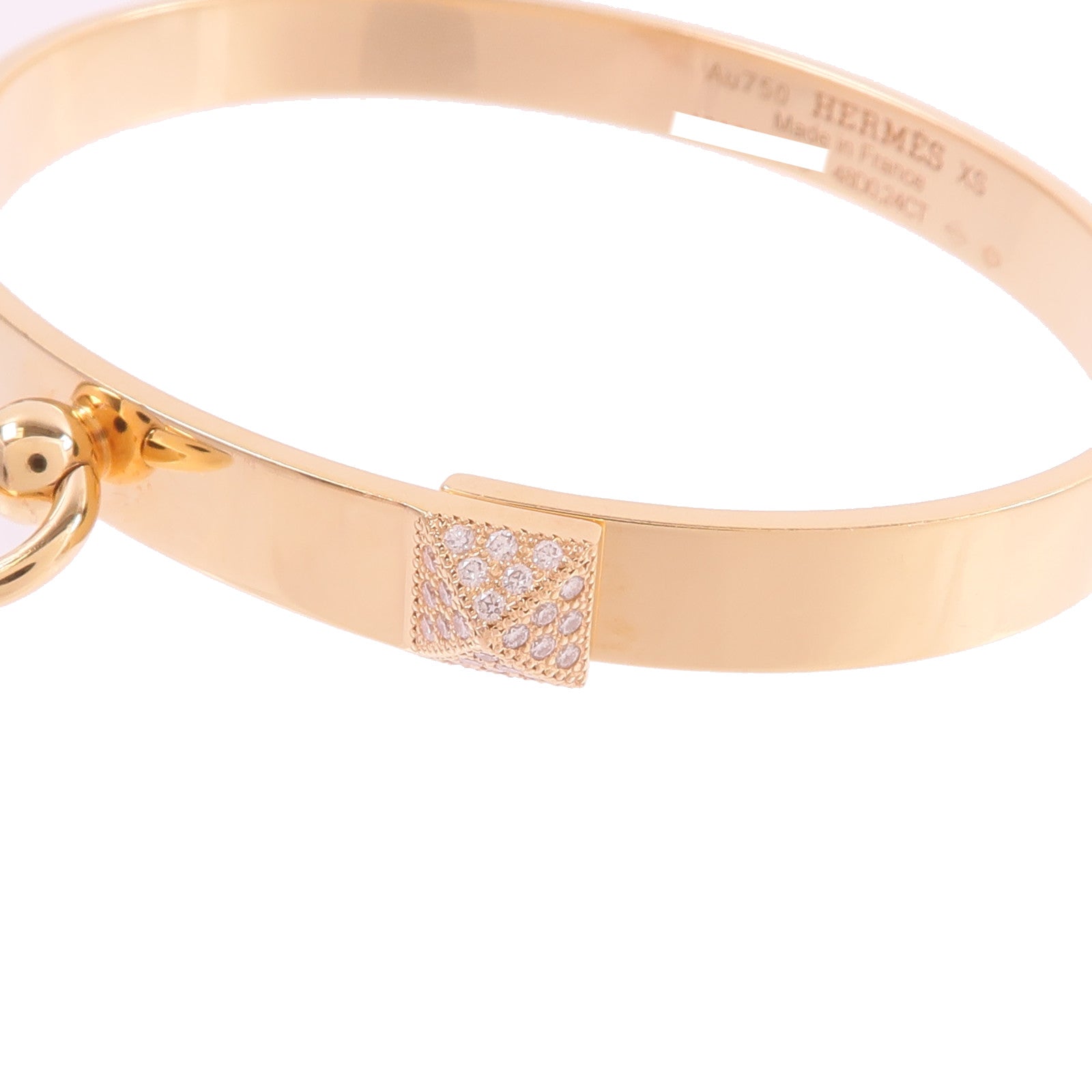 HERMES 18K玫瑰金Collier De Chien Bracelet XS鑽石手鐲