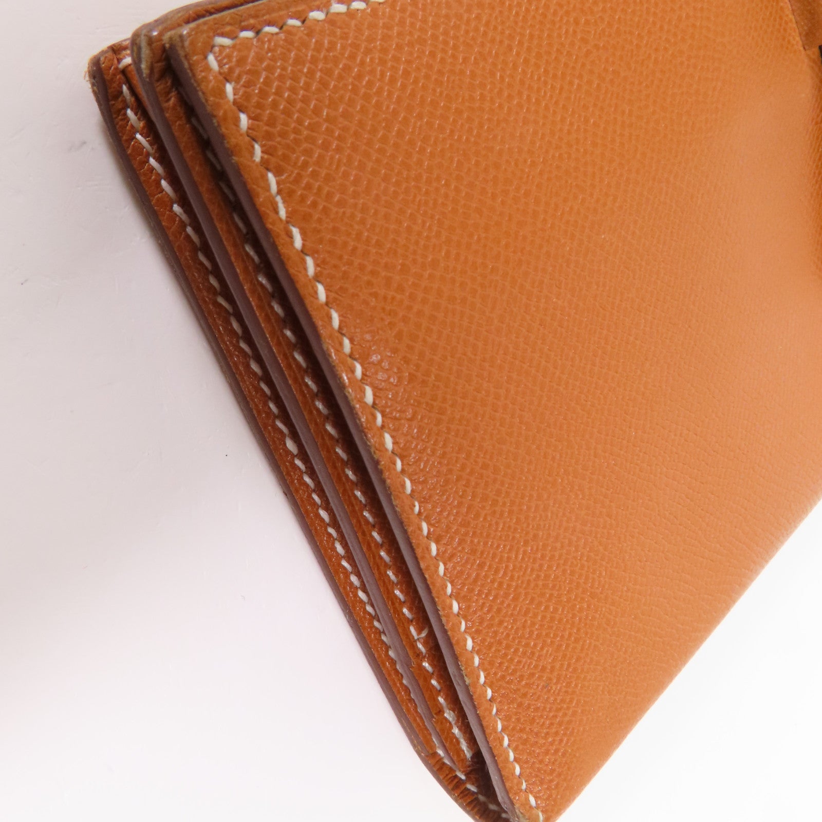 HERMES Madame皮革Bearn Long Wallet銀扣長錢包Gold