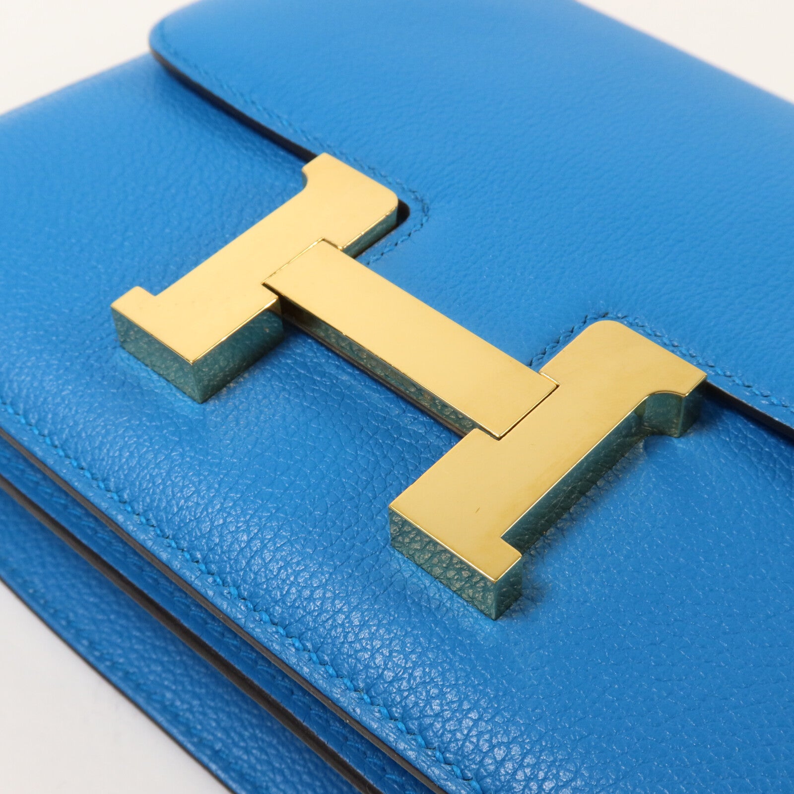 HERMES Evercolor皮革Constance Mini肩背袋Bleu Zanzibar