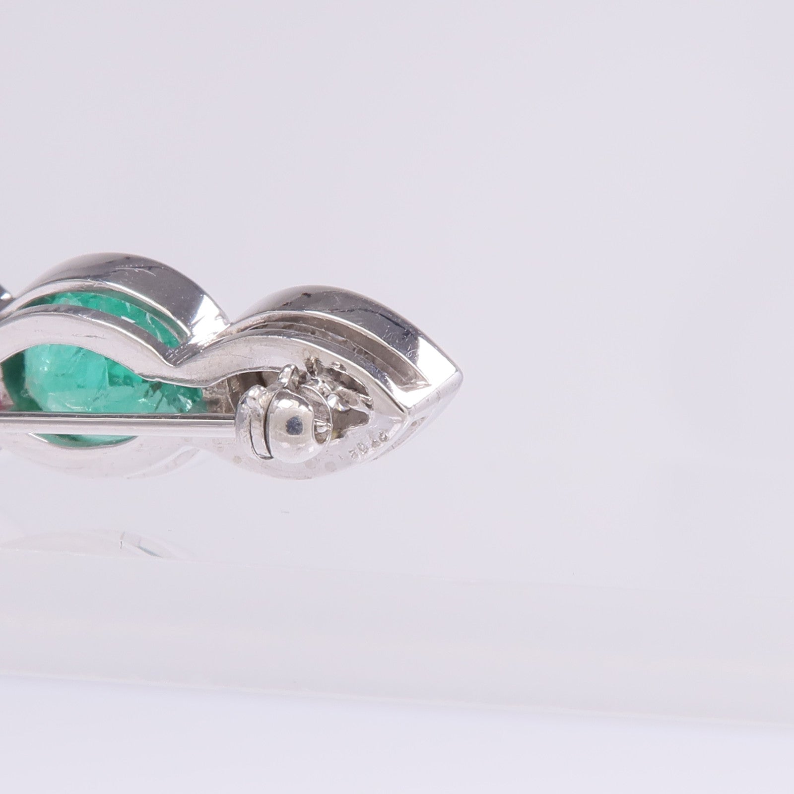 JEWELRY PT950鉑金Emerald Tourmaline Diamond Brooch綠寶石/粉紅色碧璽/鑽石胸針