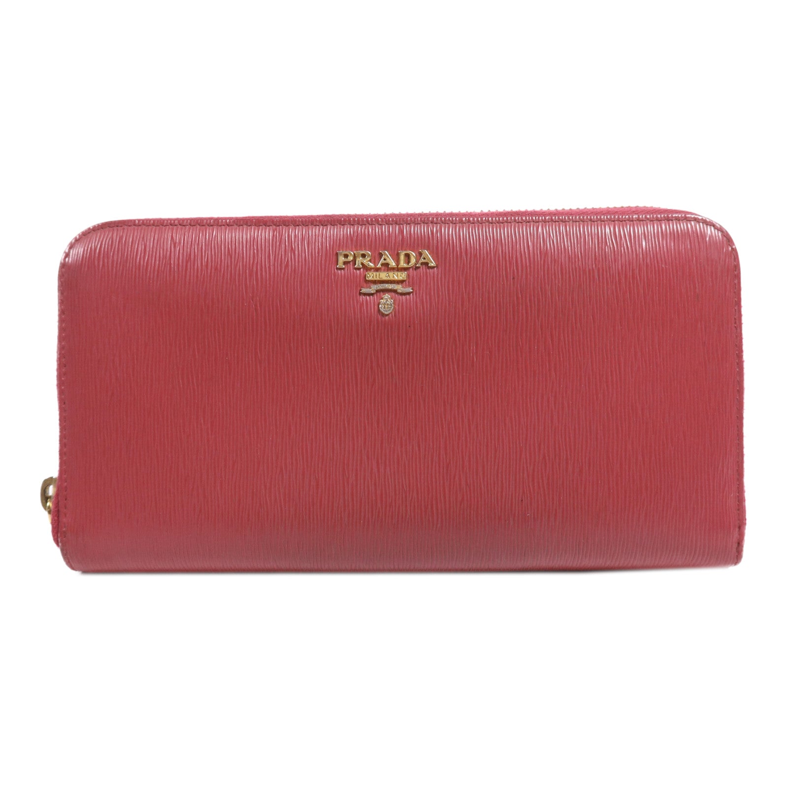 PRADA 牛皮皮革Zipper Long Wallet金扣長錢包