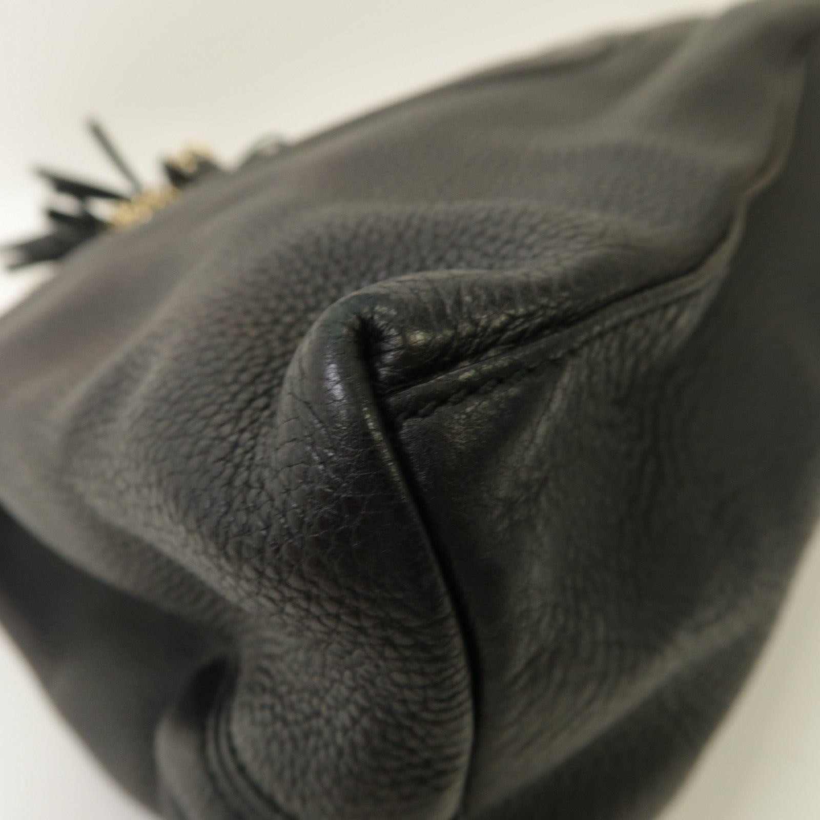 GUCCI 牛皮皮革Soho Shoulder Bag金扣鏈帶肩背袋黑色