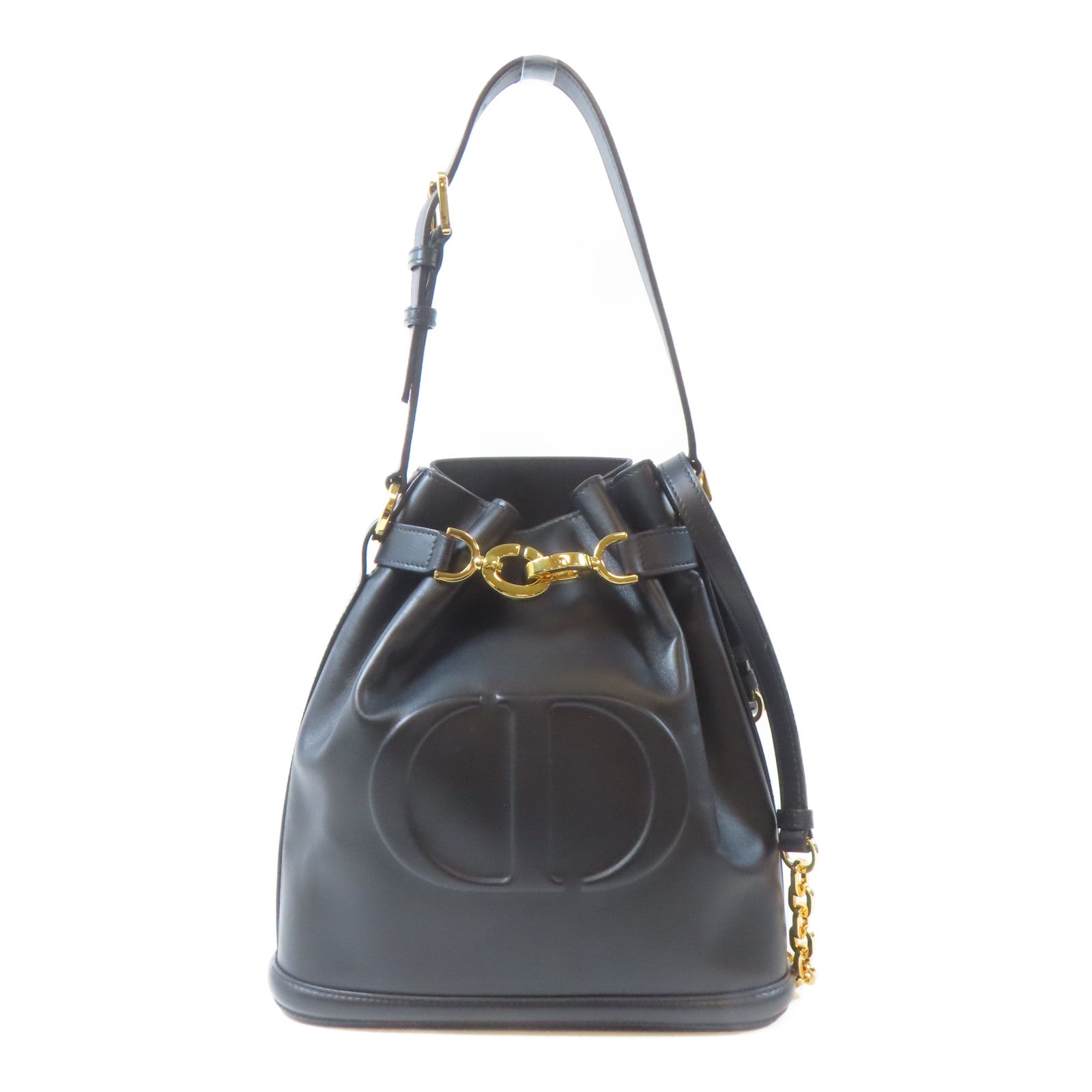 Dior 牛皮皮革C'est Dior金扣手挽肩背兩用袋黑色