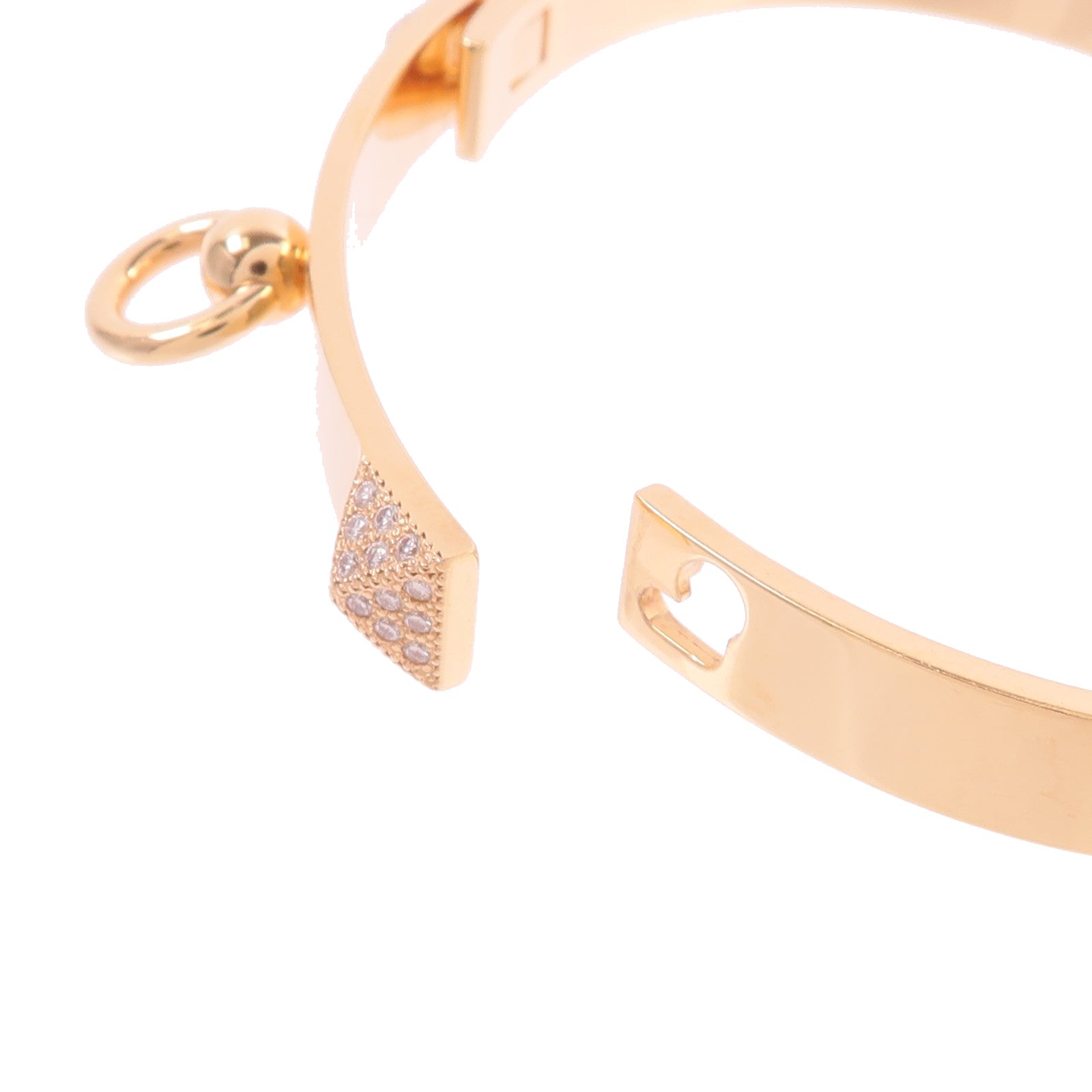 HERMES 18K玫瑰金Collier De Chien Bracelet XS鑽石手鐲