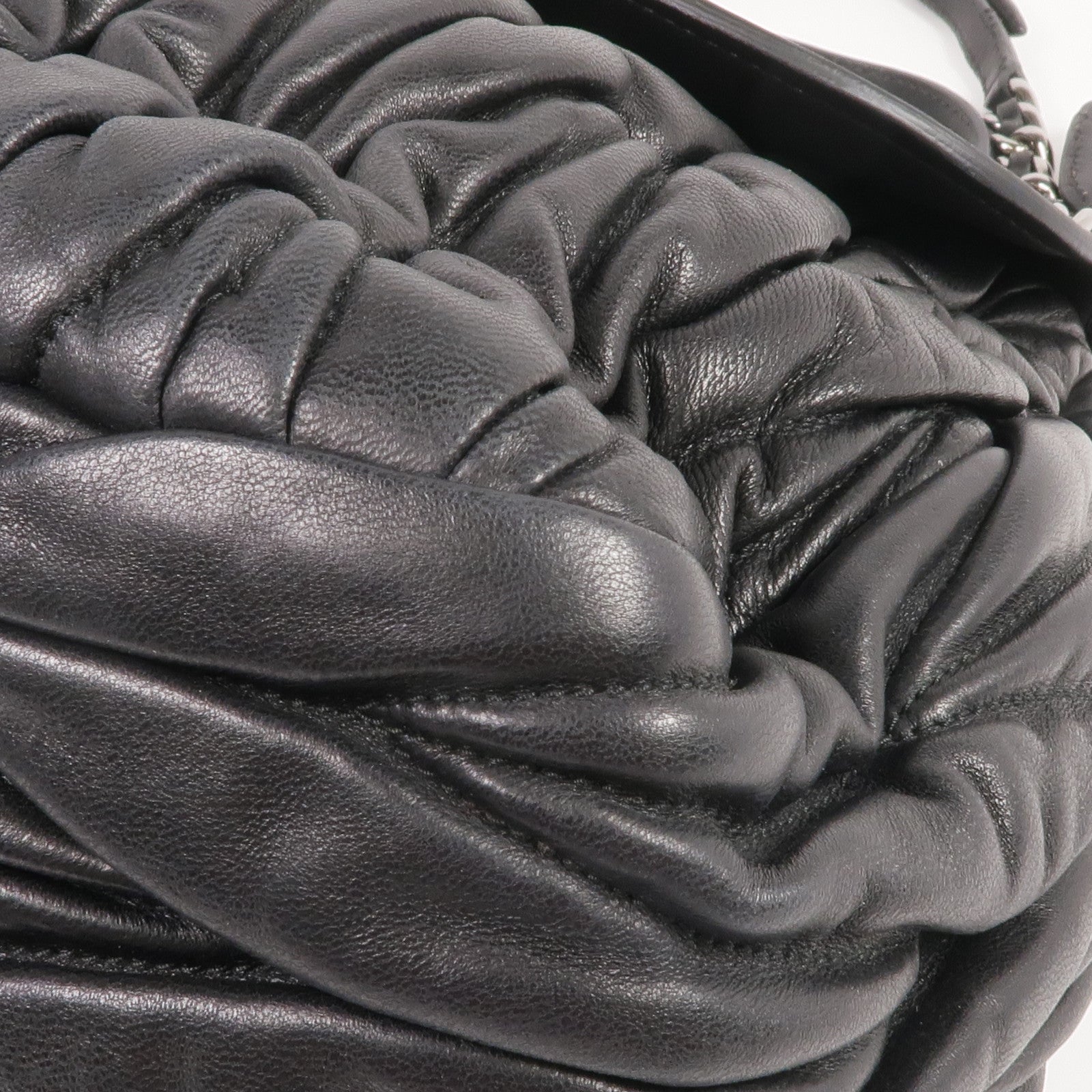 Miu Miu 羊皮皮革Chain Shoulder銀扣鏈帶肩背袋