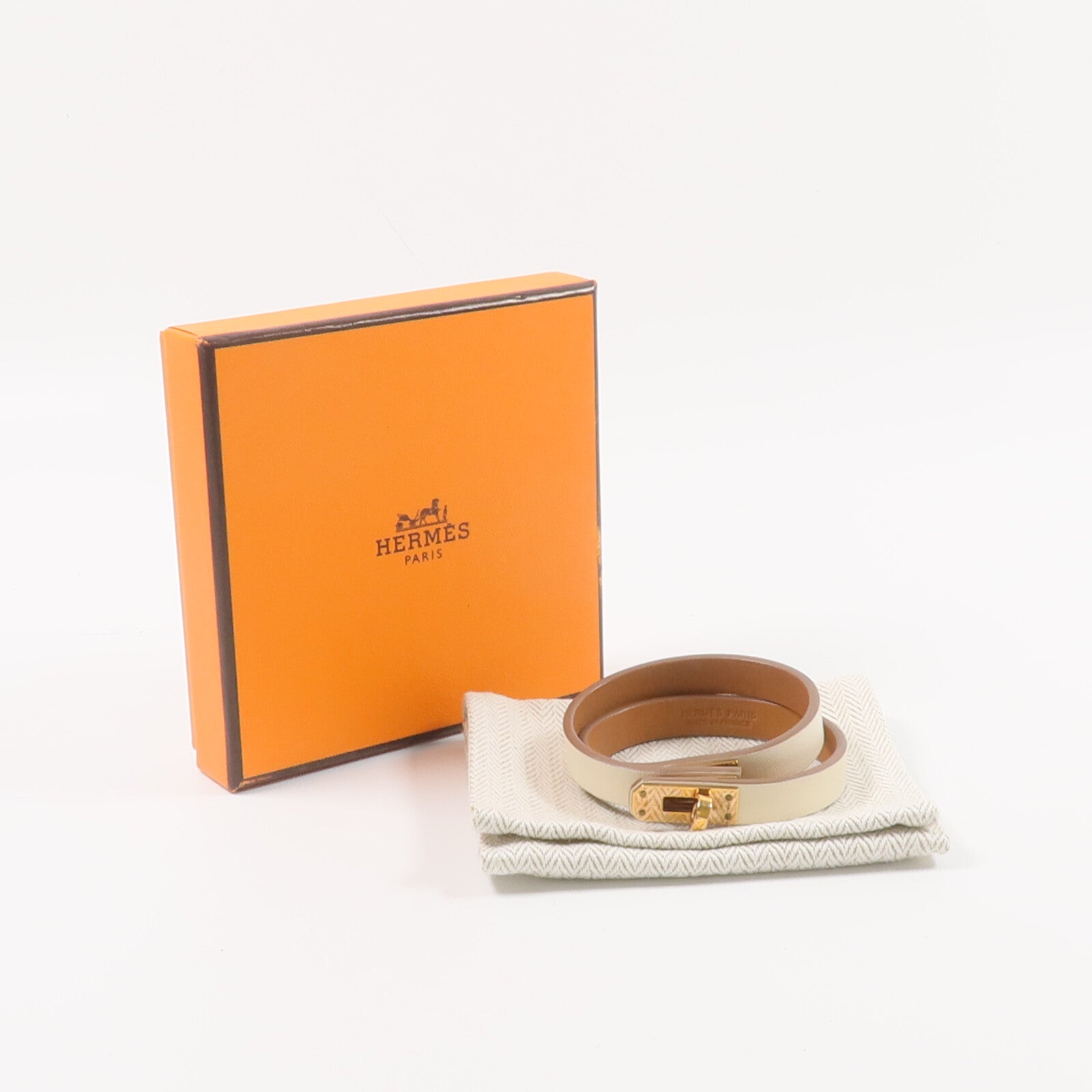 HERMES 【激減優惠】Swift皮革Mini Kelly Double Tour Bracelet手帶Nata