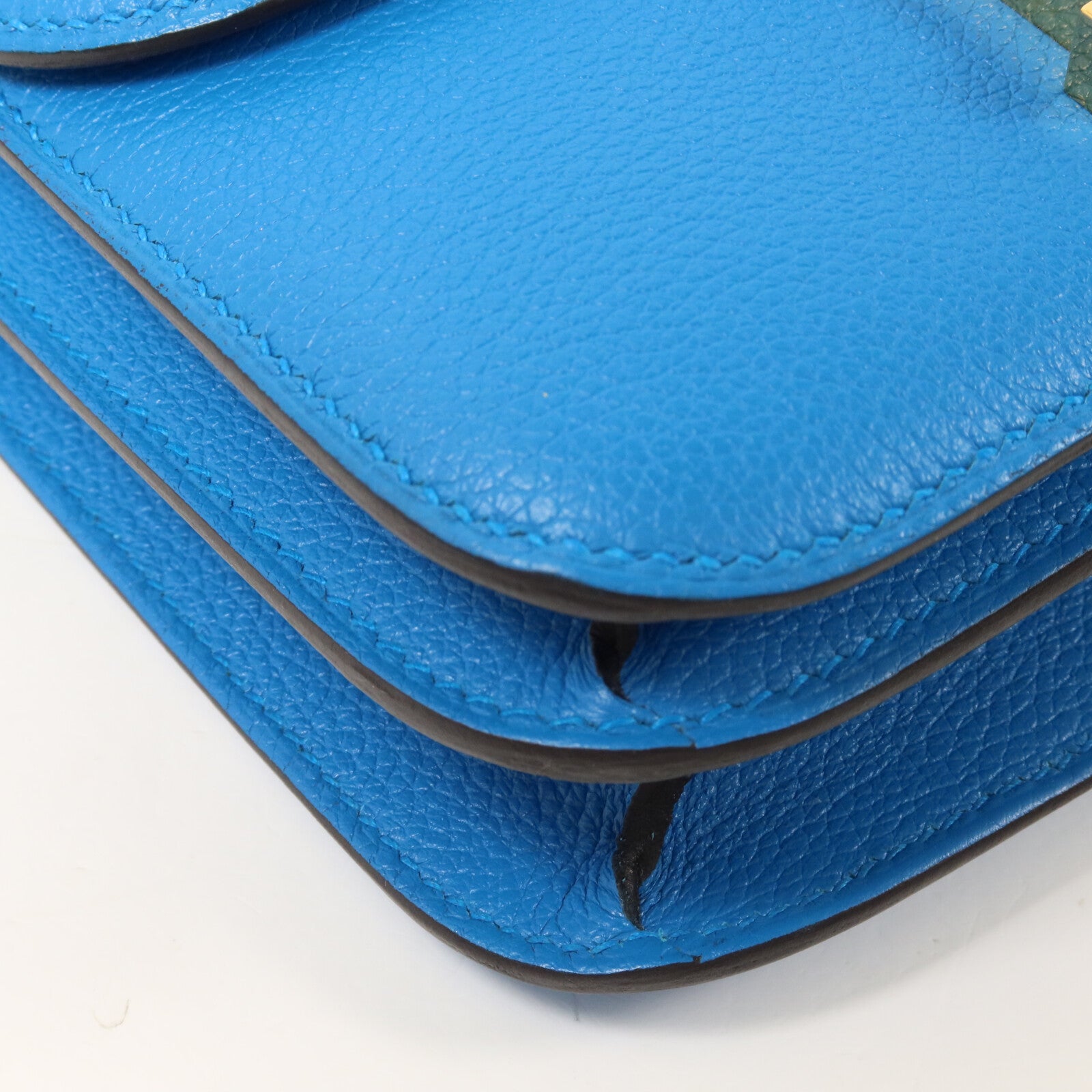 HERMES Evercolor皮革Constance Mini肩背袋Bleu Zanzibar