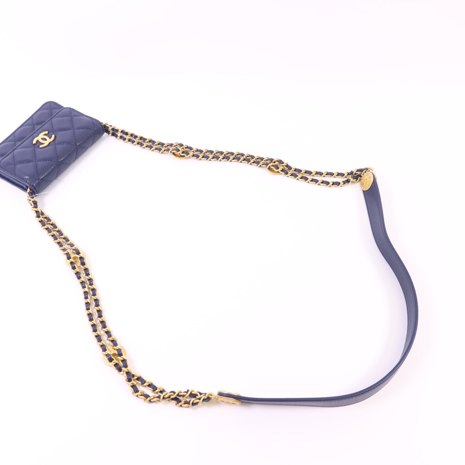 CHANEL 牛皮皮革Chain Shoulder Bag金扣鏈帶肩背袋