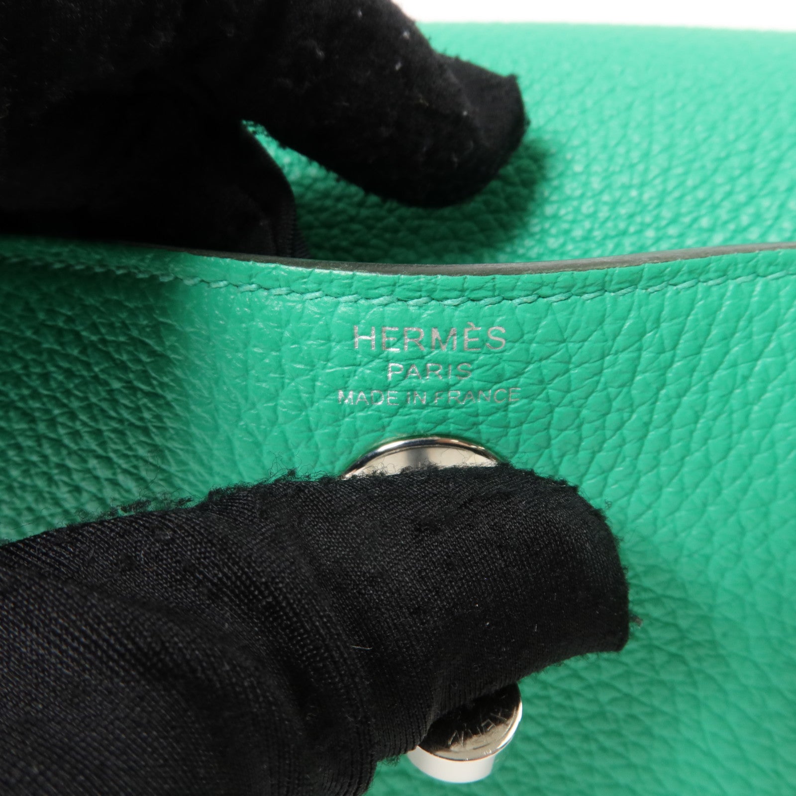 HERMES Clemence皮革Mini Lindy手挽肩背兩用袋Bambou