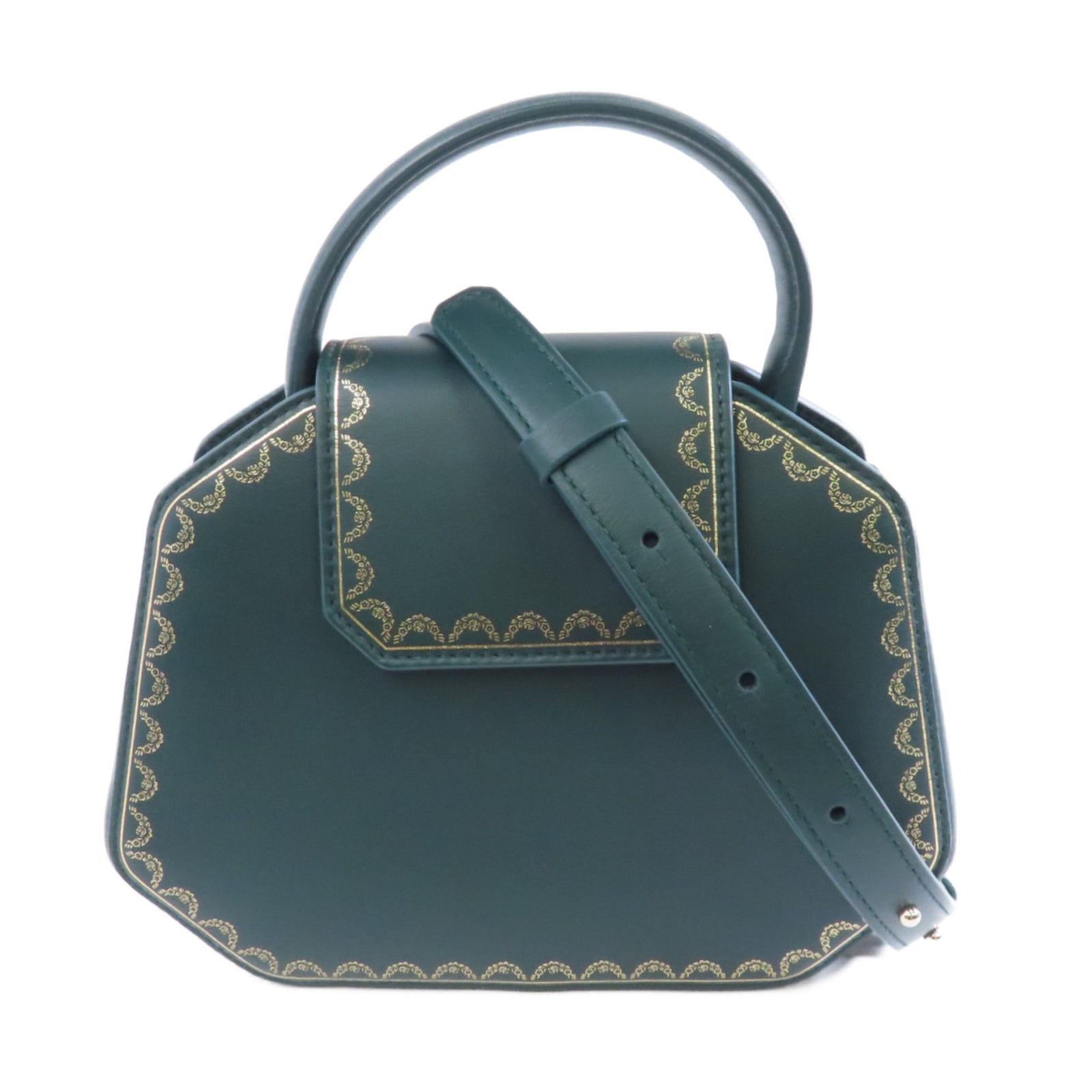 CARTIER 牛皮皮革The Guirlande De Cartier金扣手挽肩背兩用袋綠色