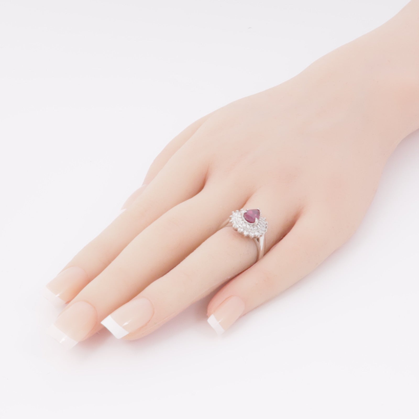JEWELRY JEWELRY PT850鉑金Ruby/Diamond Ring紅寶石/鑽石戒指US#6.5