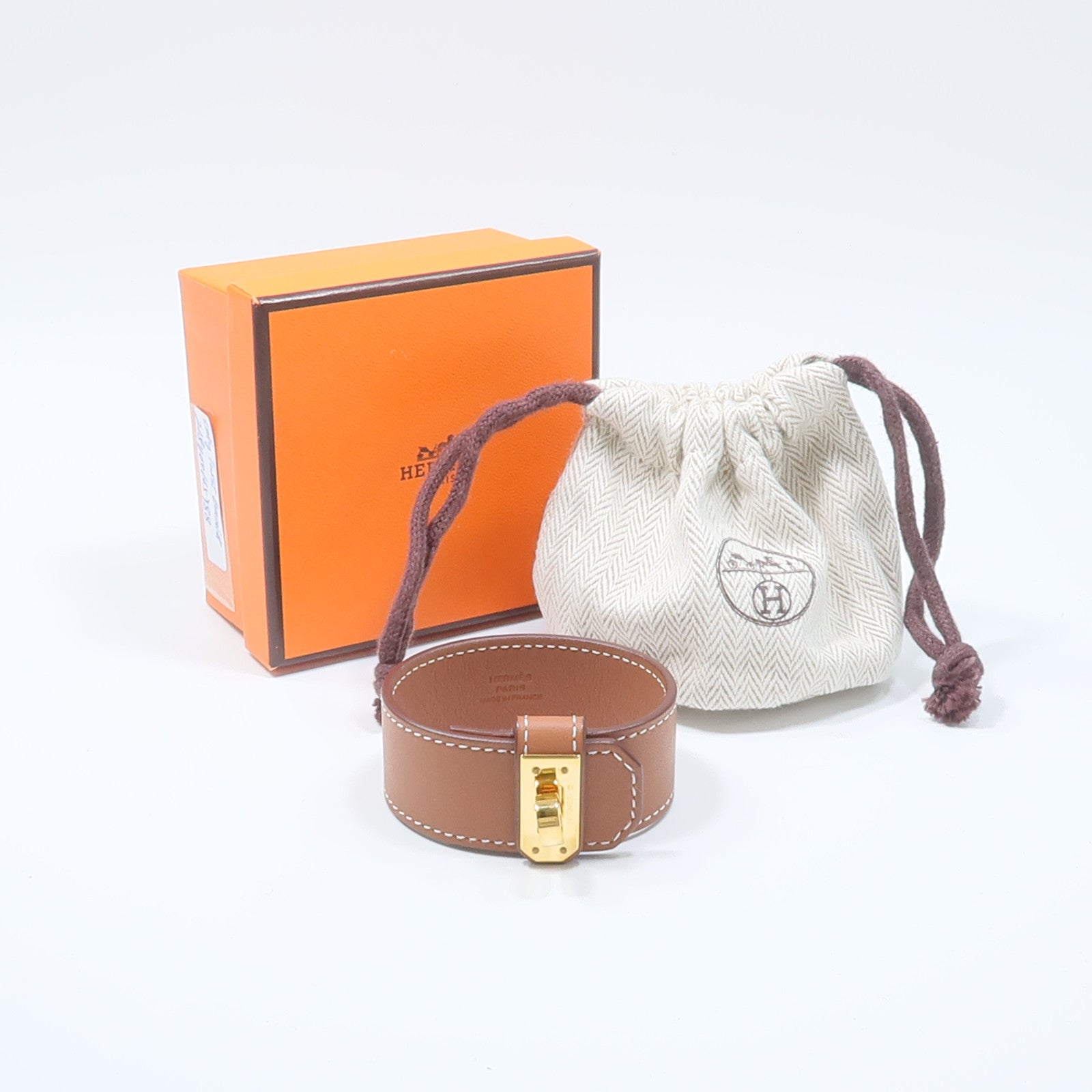 HERMES Swift皮革Kelly Twist Bracelet手鏈Gold