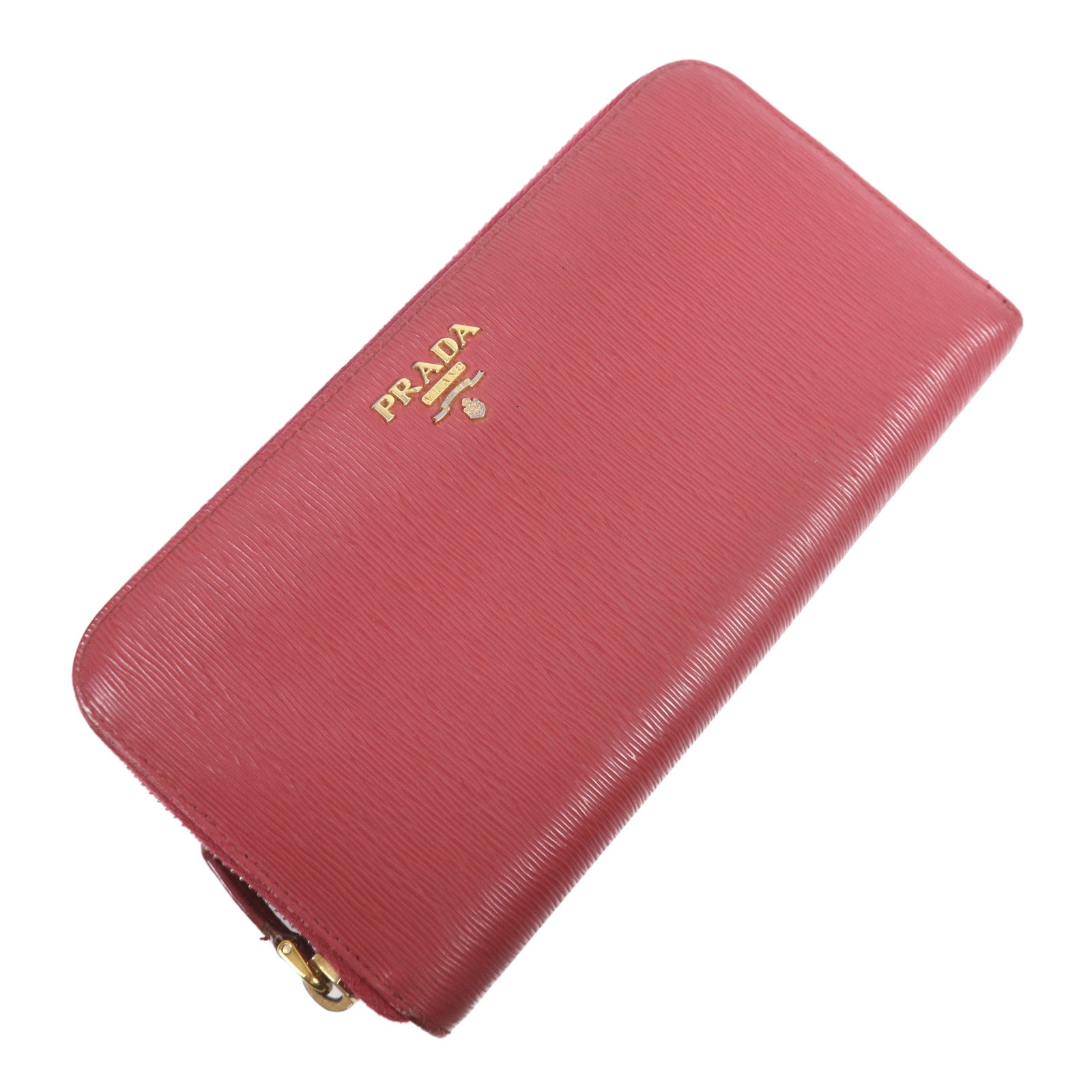 PRADA 牛皮皮革Zipper Long Wallet金扣長錢包