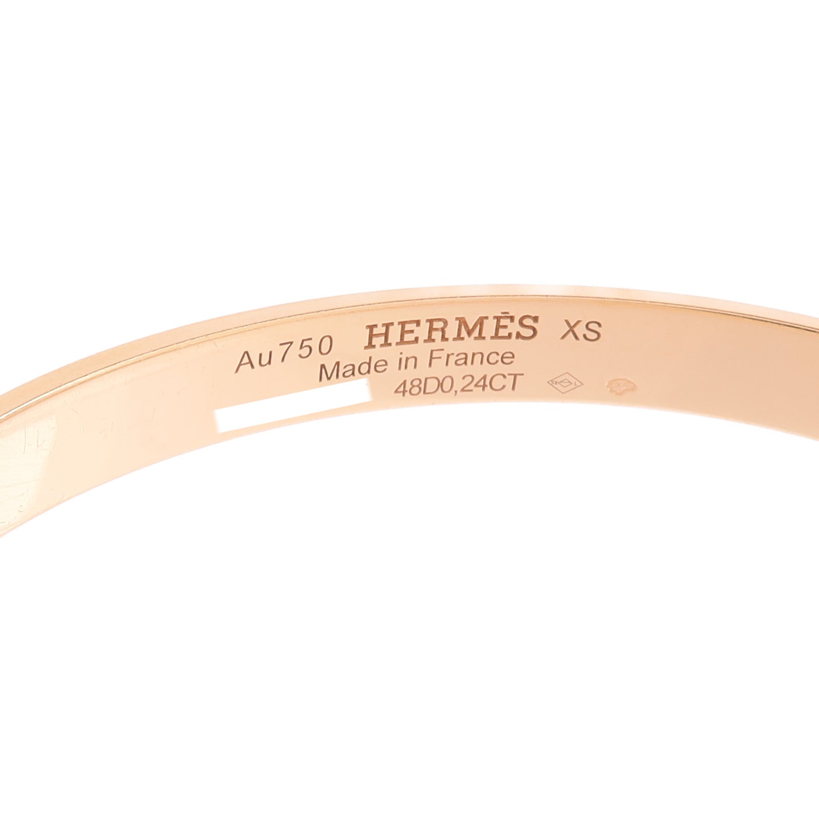 HERMES 18K玫瑰金Collier De Chien Bracelet XS鑽石手鐲