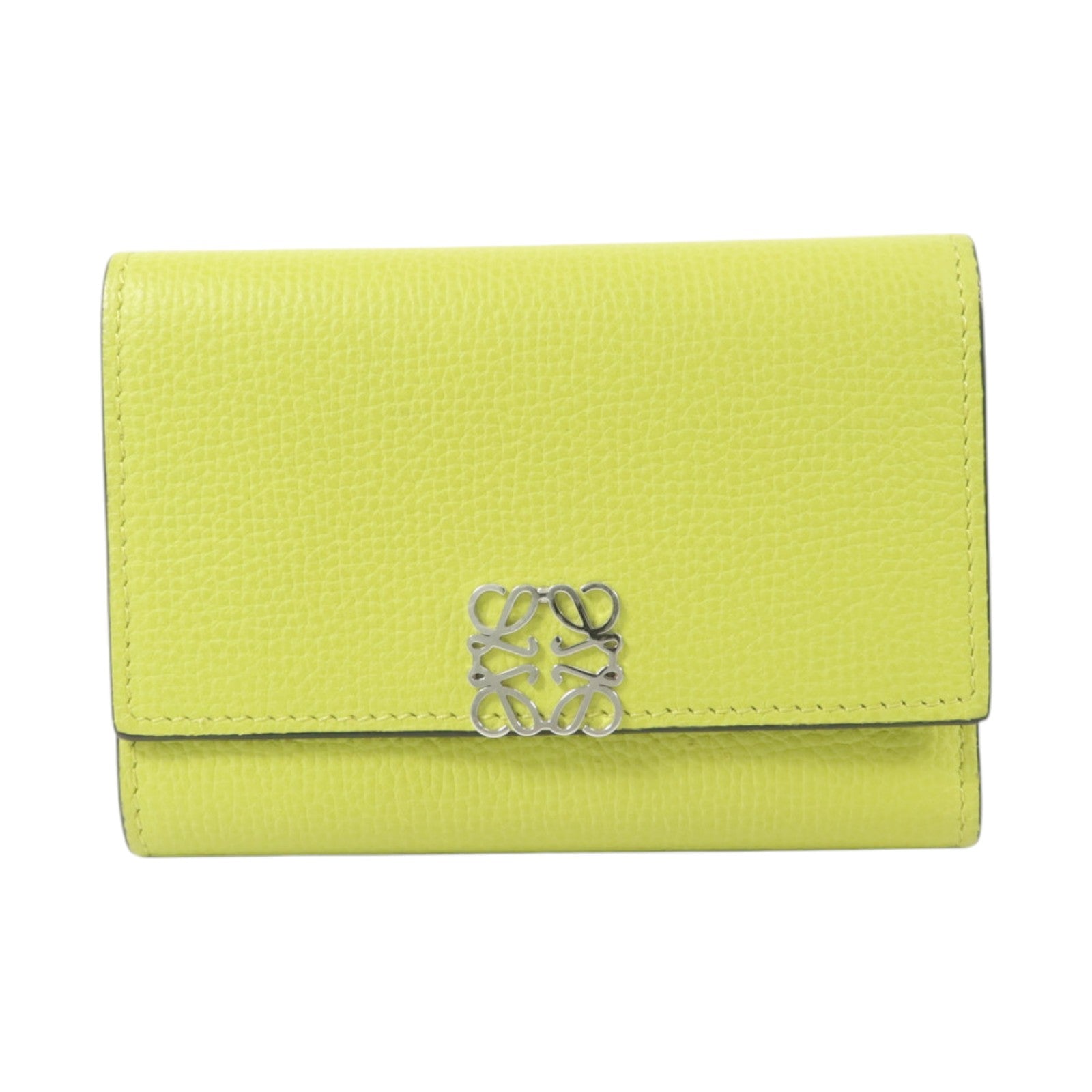 LOEWE 牛皮皮革Anagram Trifold Compact Wallet銀扣錢包