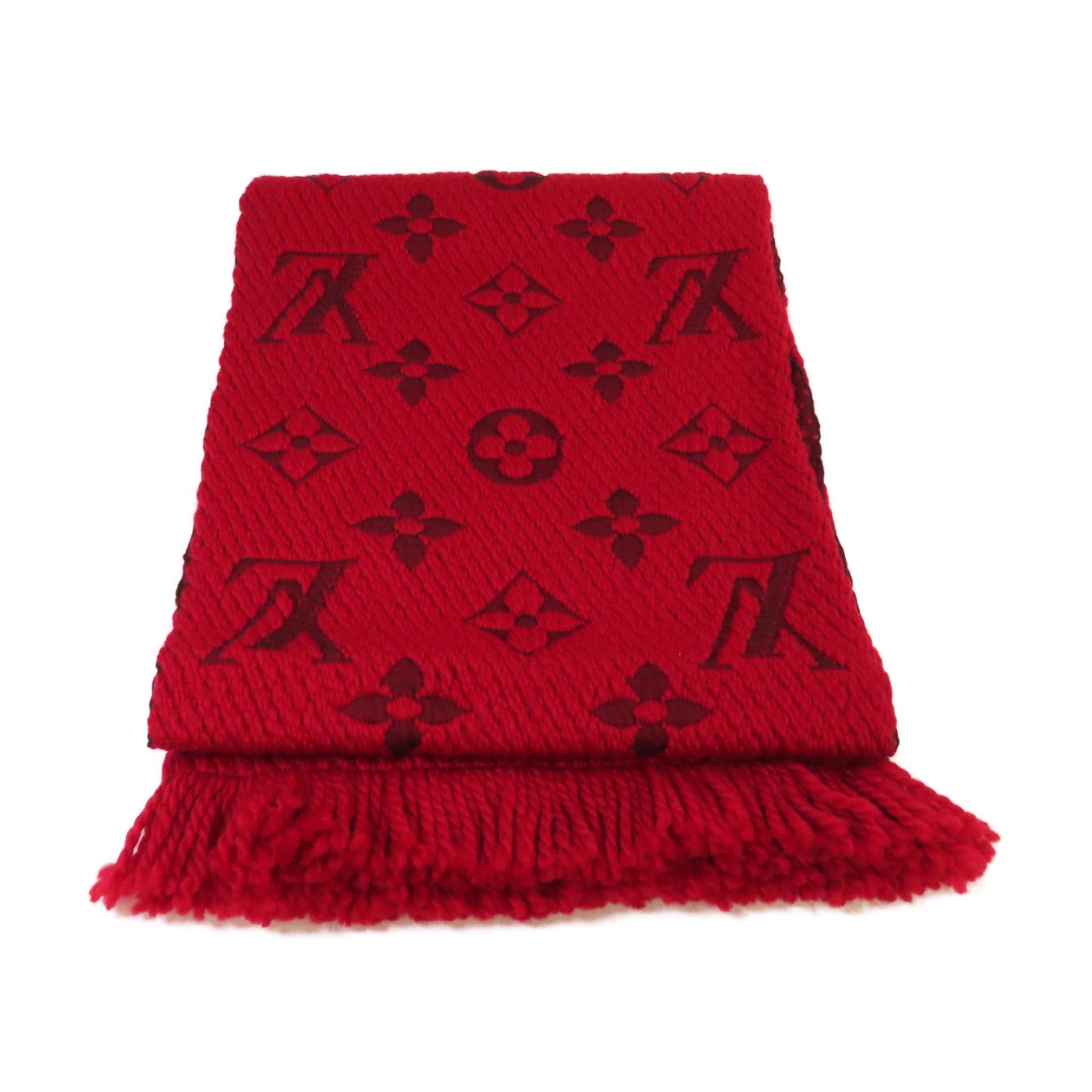 LOUIS VUITTON 羊毛/絲質Logomania Scarf圍巾紅色