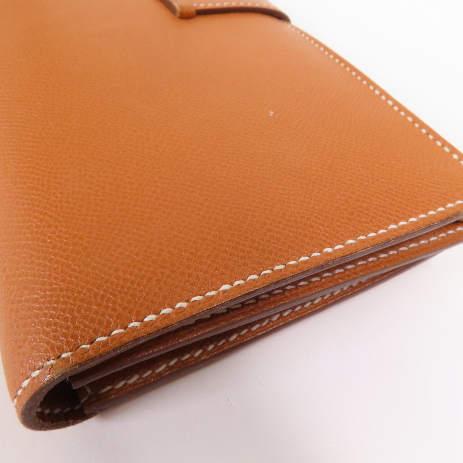 HERMES Madame皮革Bearn Long Wallet銀扣長錢包Gold