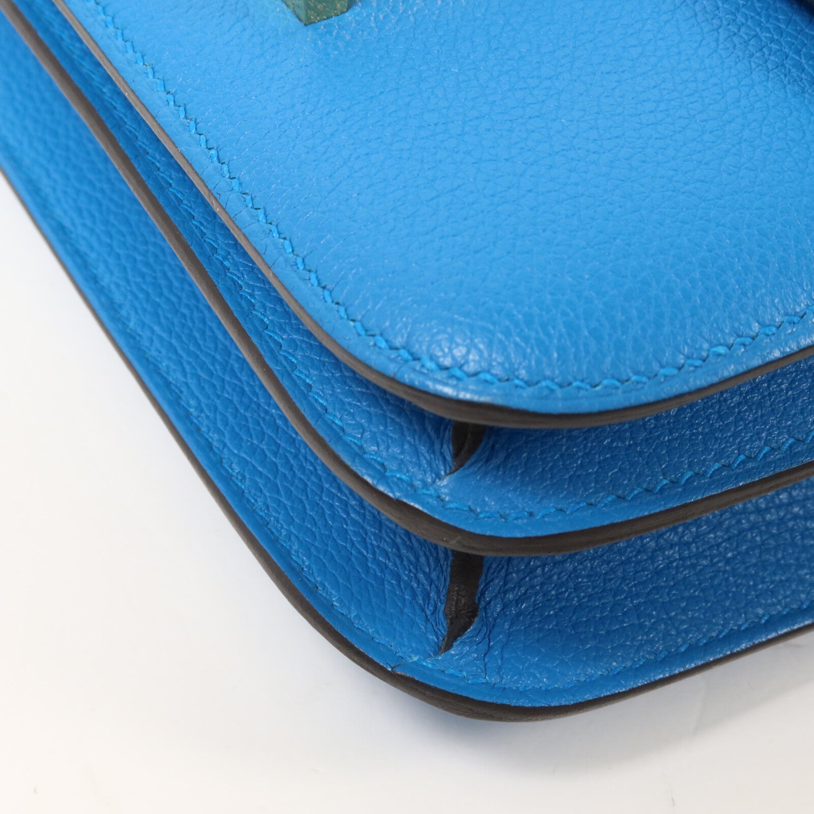 HERMES Evercolor皮革Constance Mini肩背袋Bleu Zanzibar