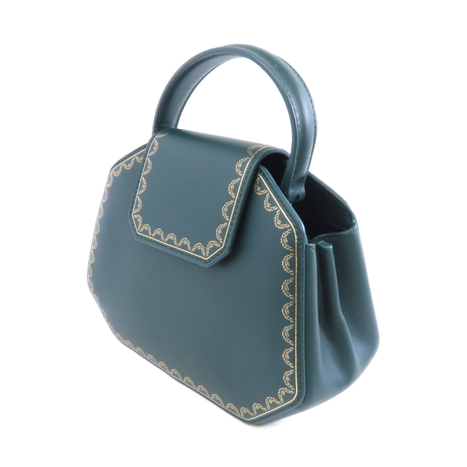 CARTIER 牛皮皮革The Guirlande De Cartier金扣手挽肩背兩用袋綠色