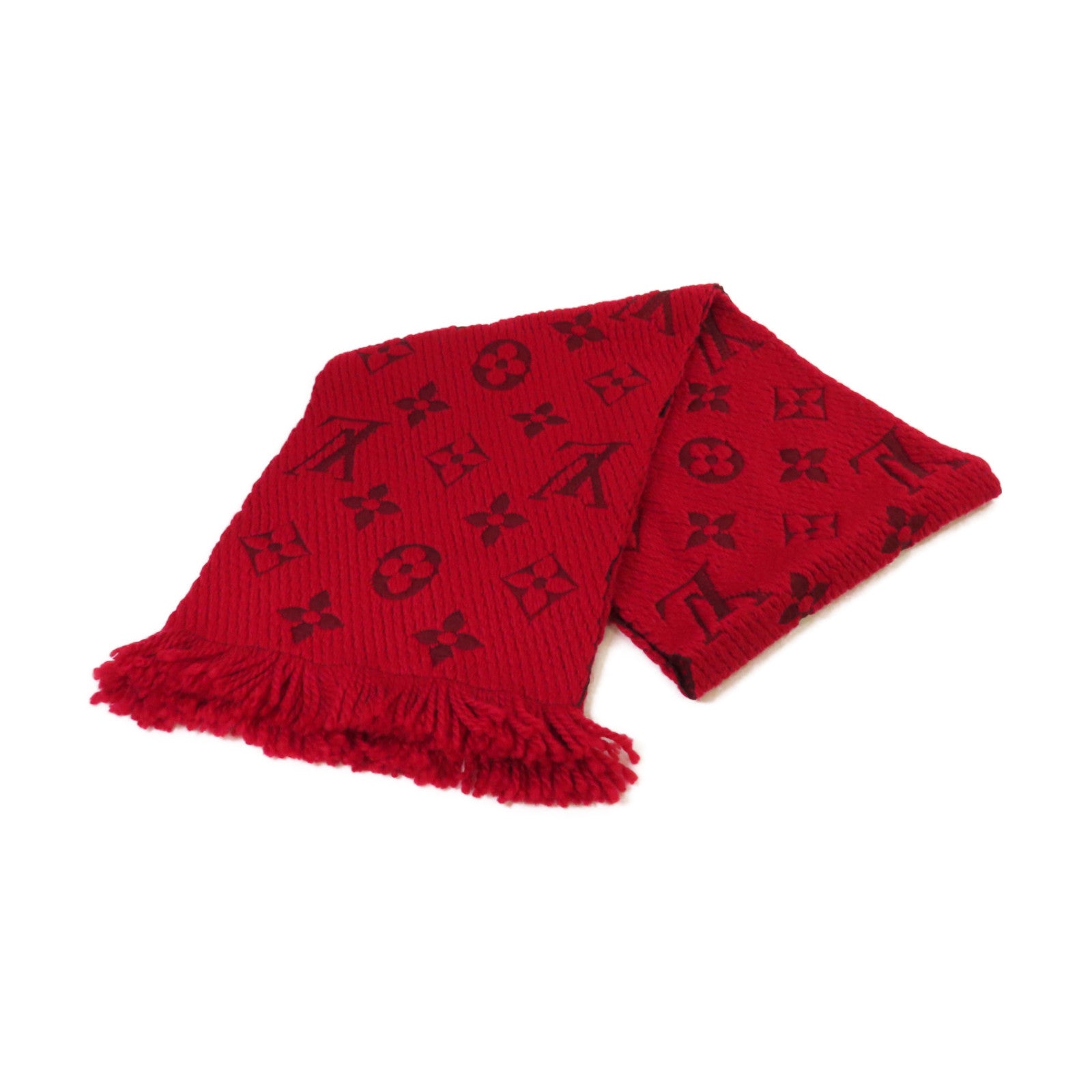 LOUIS VUITTON 羊毛/絲質Logomania Scarf圍巾紅色
