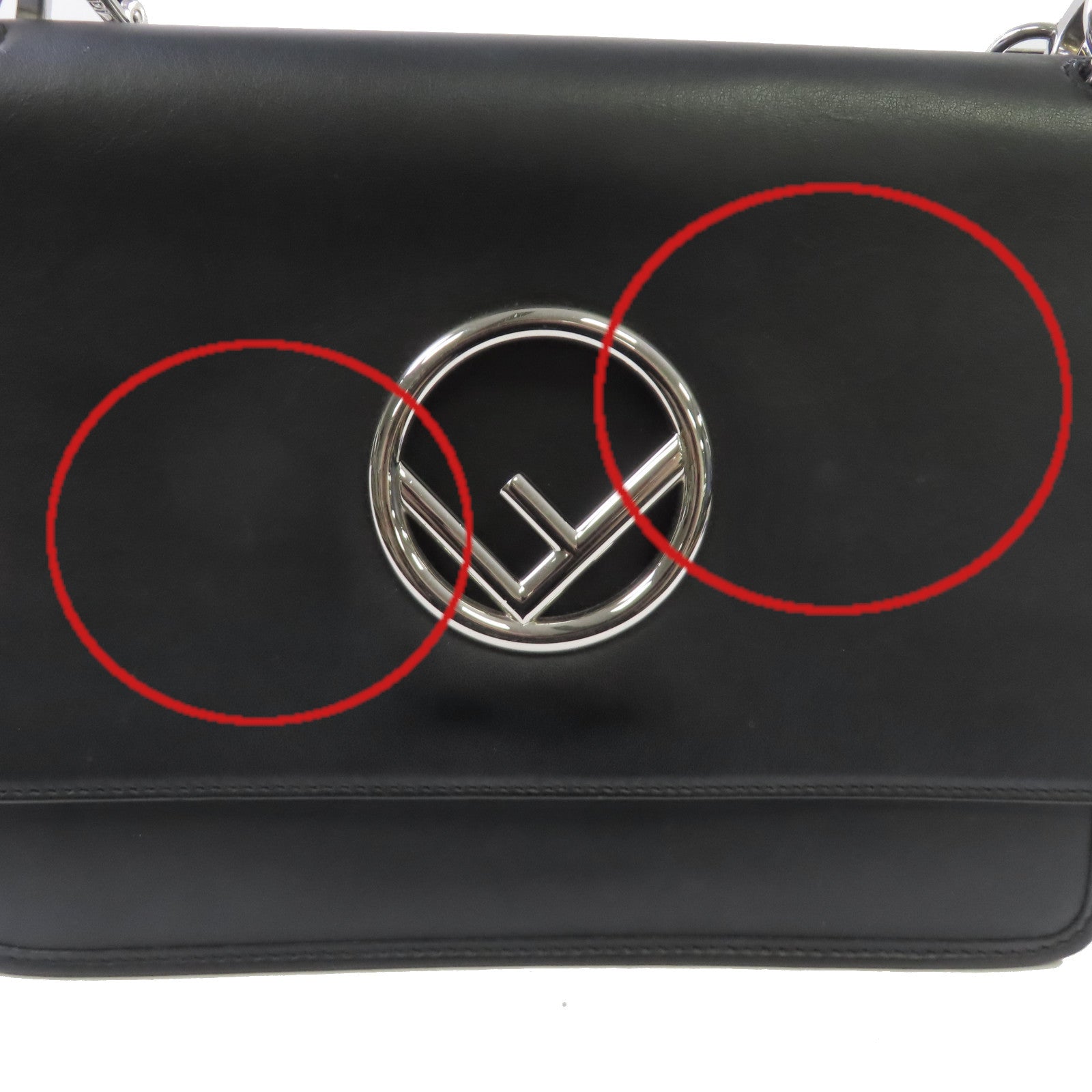 FENDI 牛皮皮革2Way Shoulder Bag銀扣手挽肩背兩用袋黑色