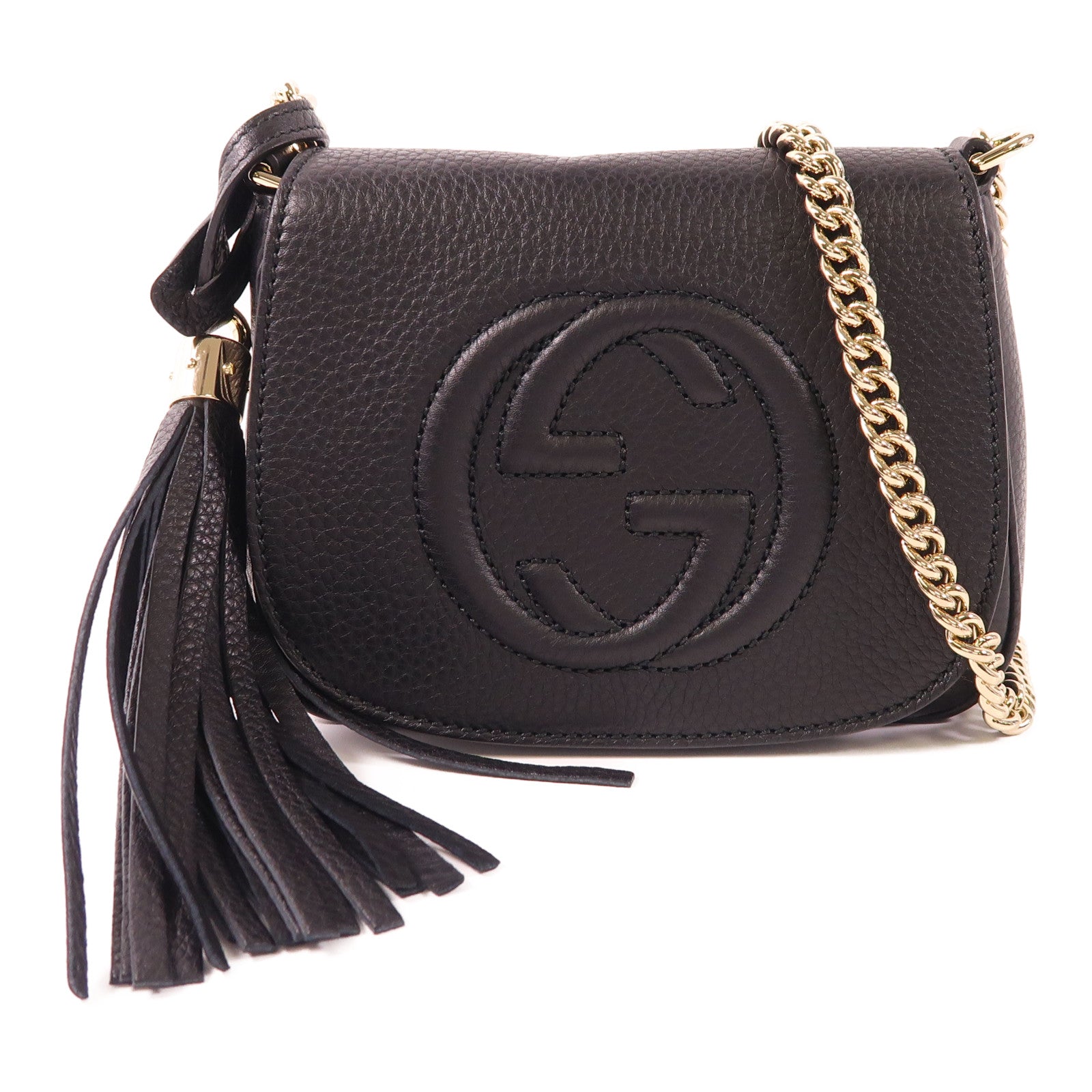 GUCCI 牛皮皮革Soho金扣鏈帶肩背袋