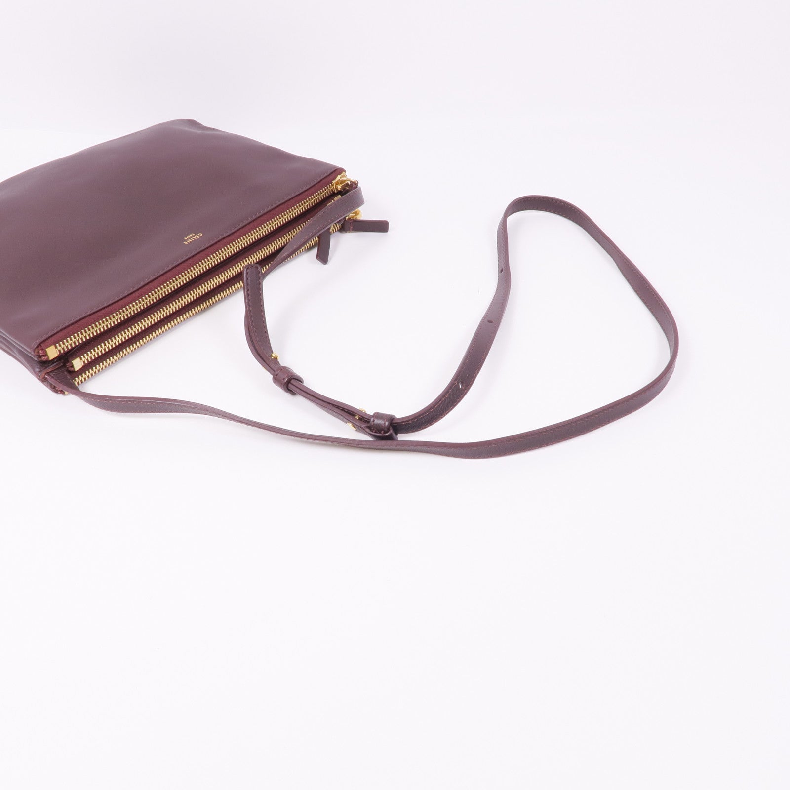 CELINE 皮革Trio金扣肩背袋