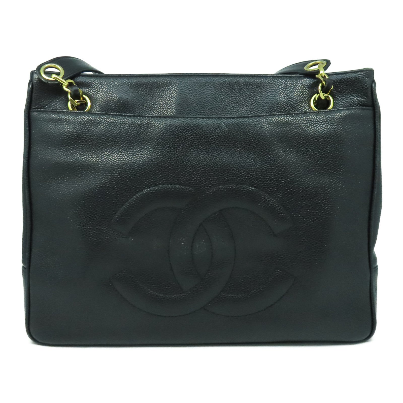CHANEL 【激減優惠】牛皮皮革Tote Bag金扣肩背袋黑色