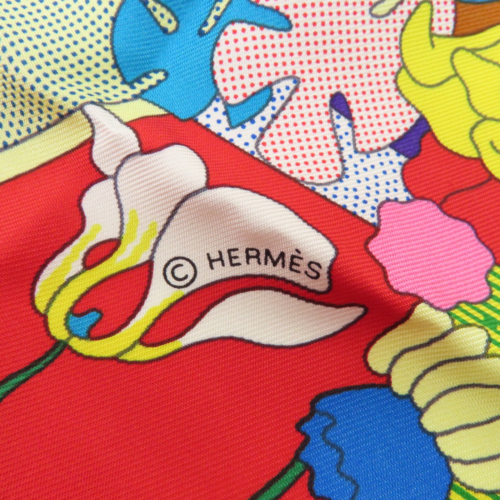 HERMES 絲質Scarf絲巾白色/粉紅色/彩色