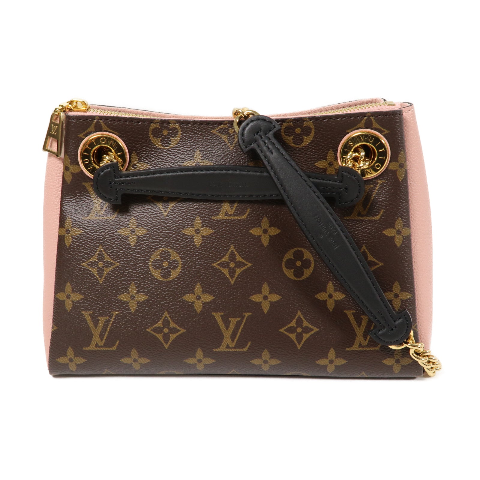 LOUIS VUITTON 【清倉大減價】Monogram Surene BB金扣鏈帶肩背袋啡色/粉紅色