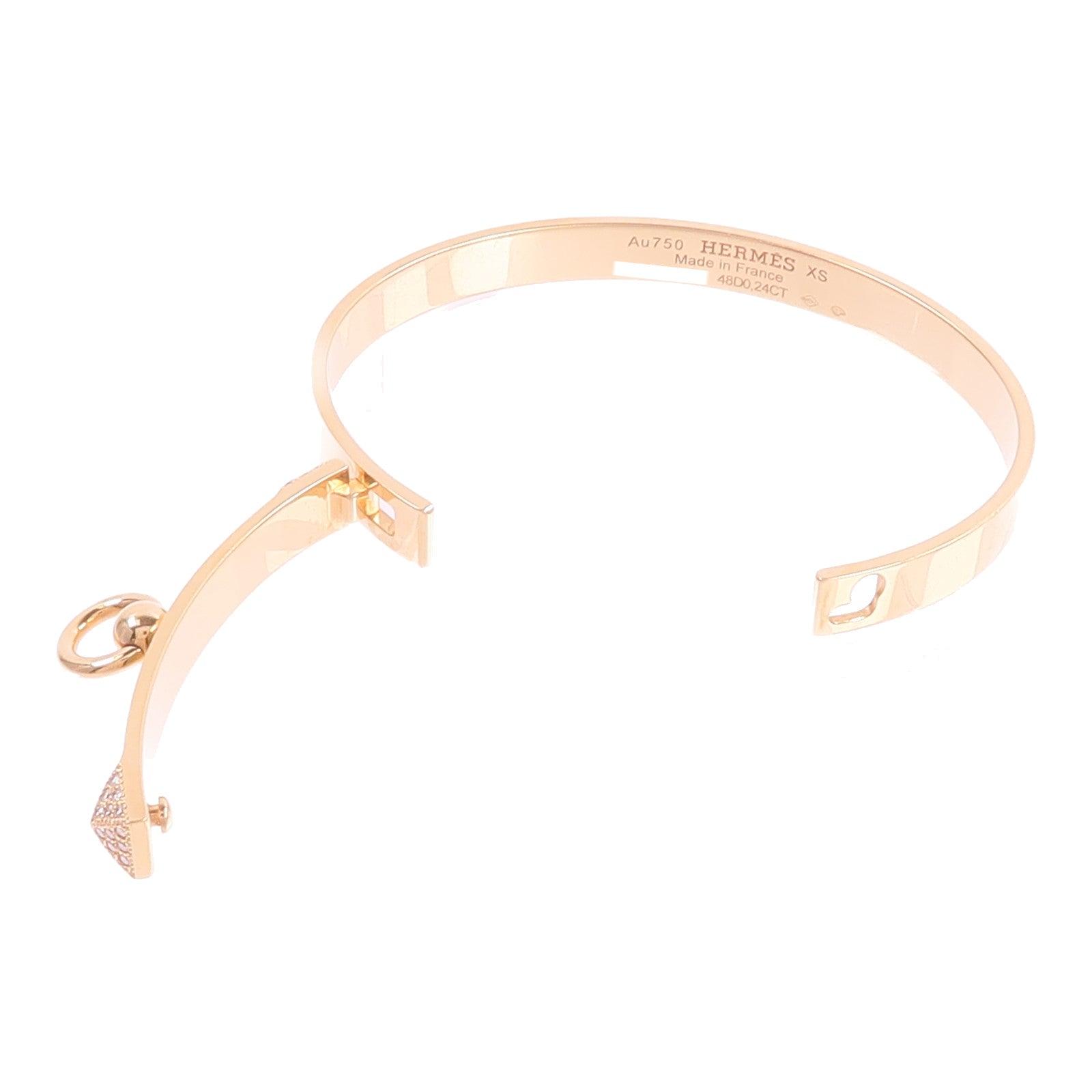 HERMES 18K玫瑰金Collier De Chien Bracelet XS鑽石手鐲