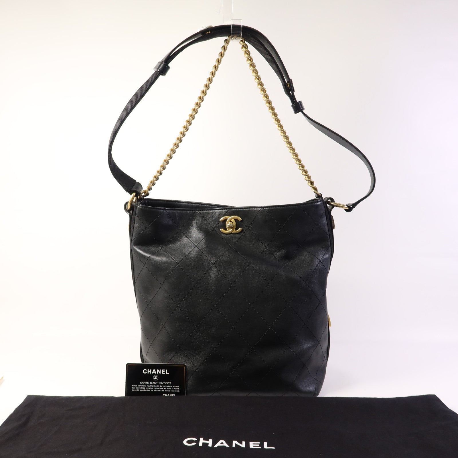 CHANEL 牛皮皮革2 Way Shoulder Bag金扣手挽肩背兩用袋