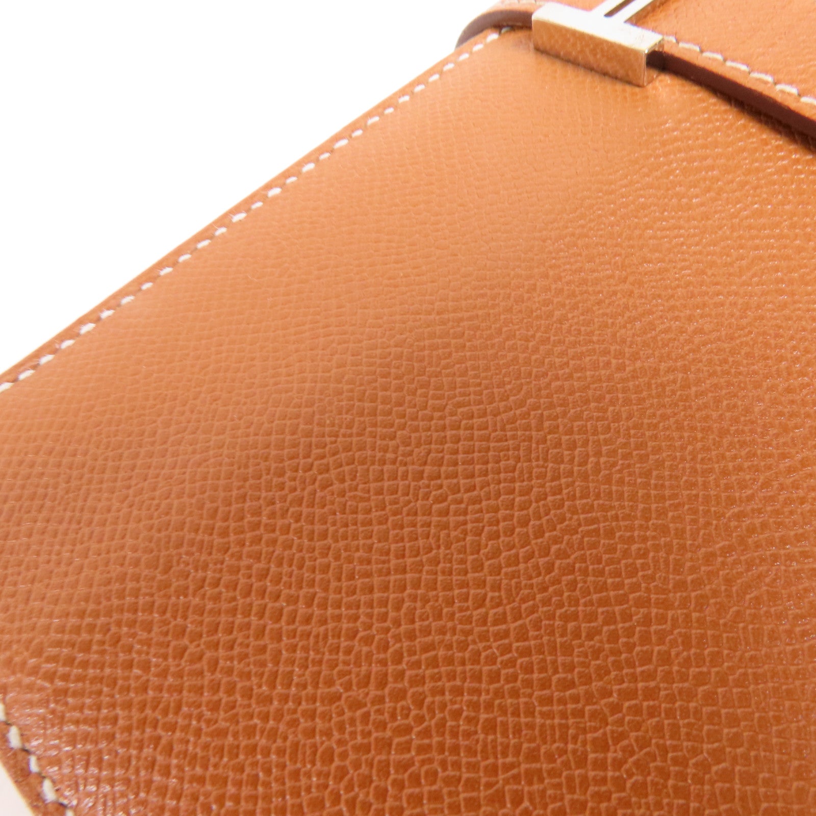 HERMES Madame皮革Bearn Long Wallet銀扣長錢包Gold