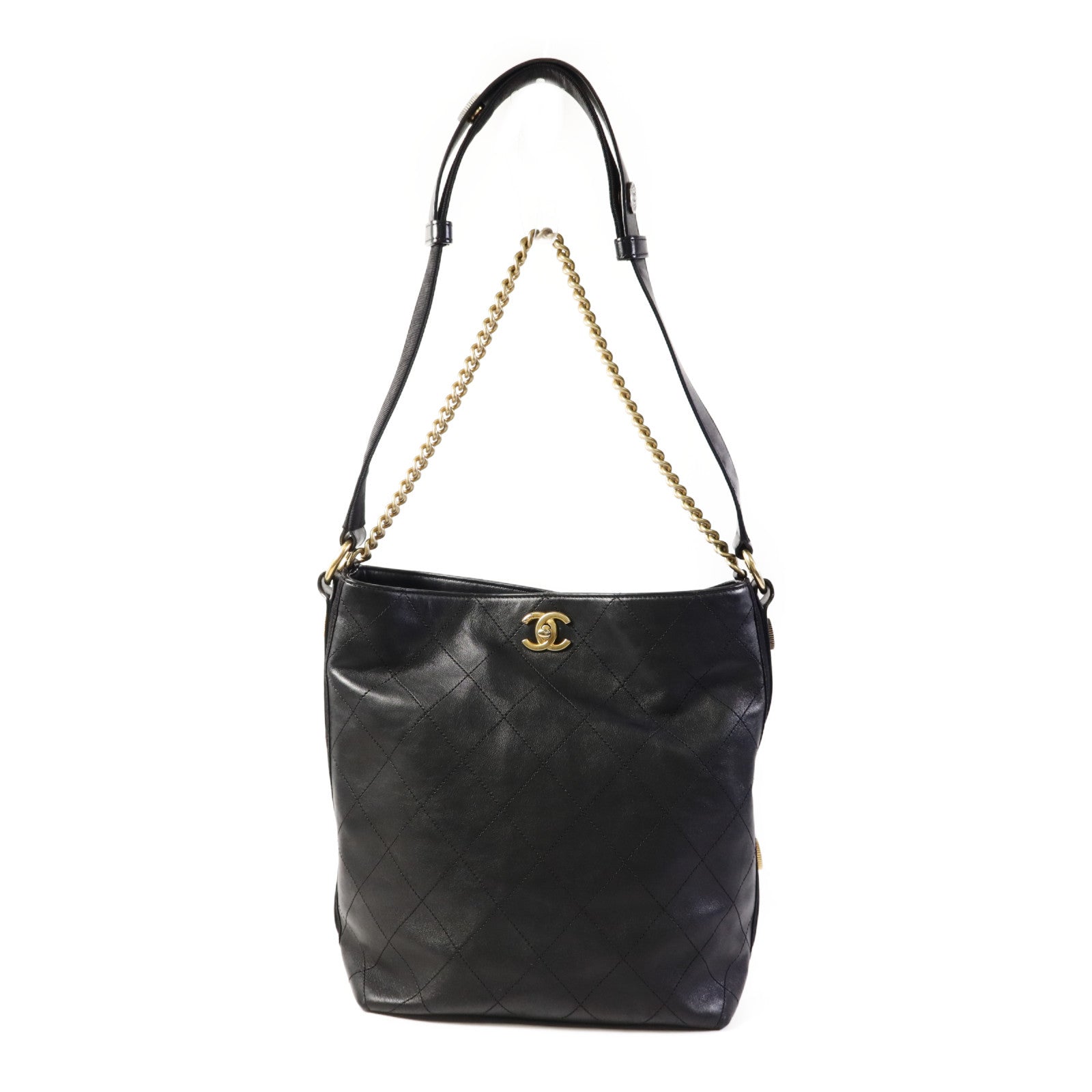 CHANEL 牛皮皮革2 Way Shoulder Bag金扣手挽肩背兩用袋